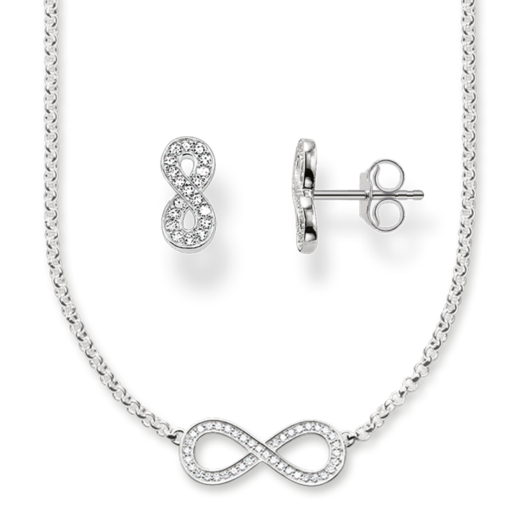 Thomas Sabo Kette und Ohrstecker Infinity  weiß SET0230-051-14-L42V von Thomas Sabo