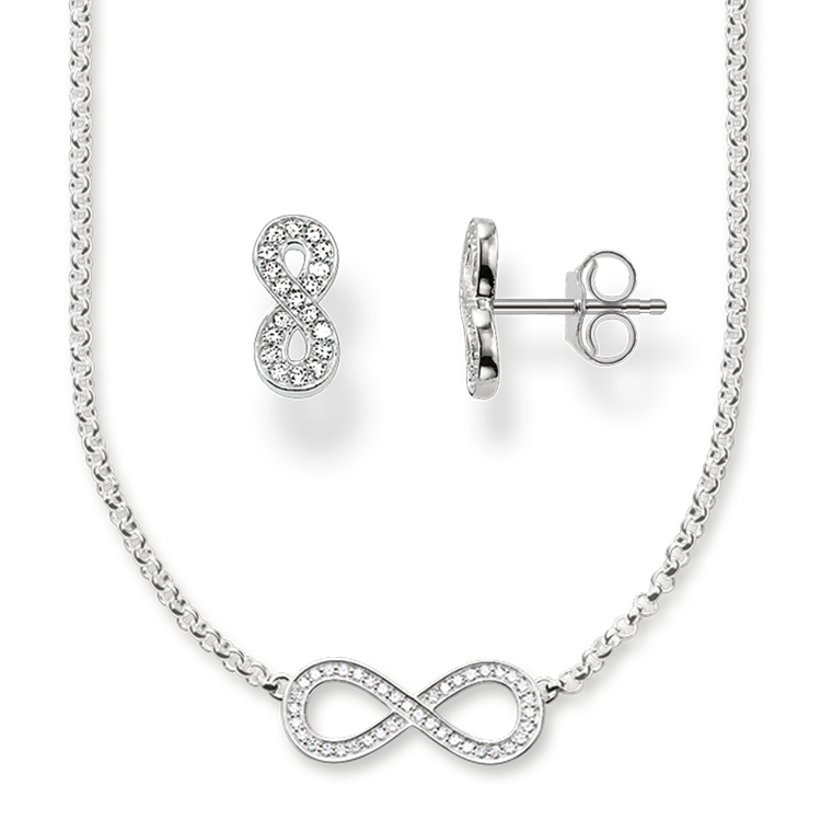 Thomas Sabo Kette und Ohrstecker Infinity  weiß SET0230-051-14-L42V von Thomas Sabo