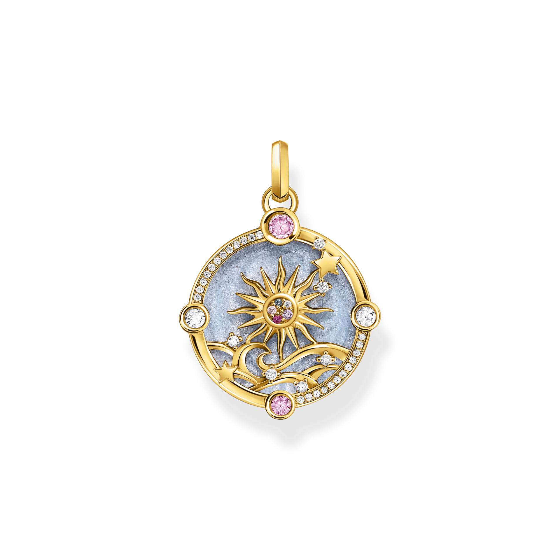 Thomas Sabo Kettenanhänger blau mit Sonne und bunten Steinen vergoldet blau PE960-471-1 von Thomas Sabo