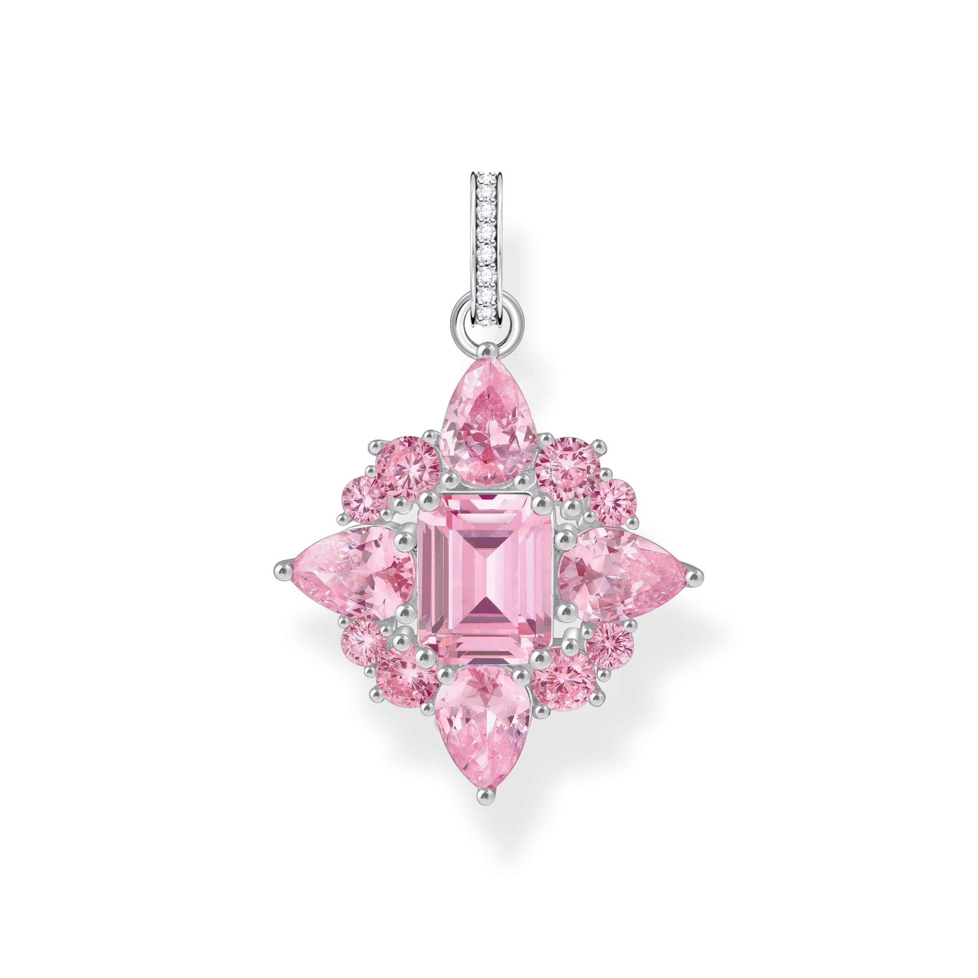 Thomas Sabo Kettenanhänger mit pinkfarbenen Steinen Silber pink PE963-051-9 von Thomas Sabo