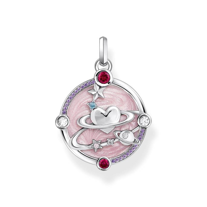 Thomas Sabo Kettenanhänger rosa mit Herzplaneten und Steinen Silber pink PE959-340-9 von Thomas Sabo