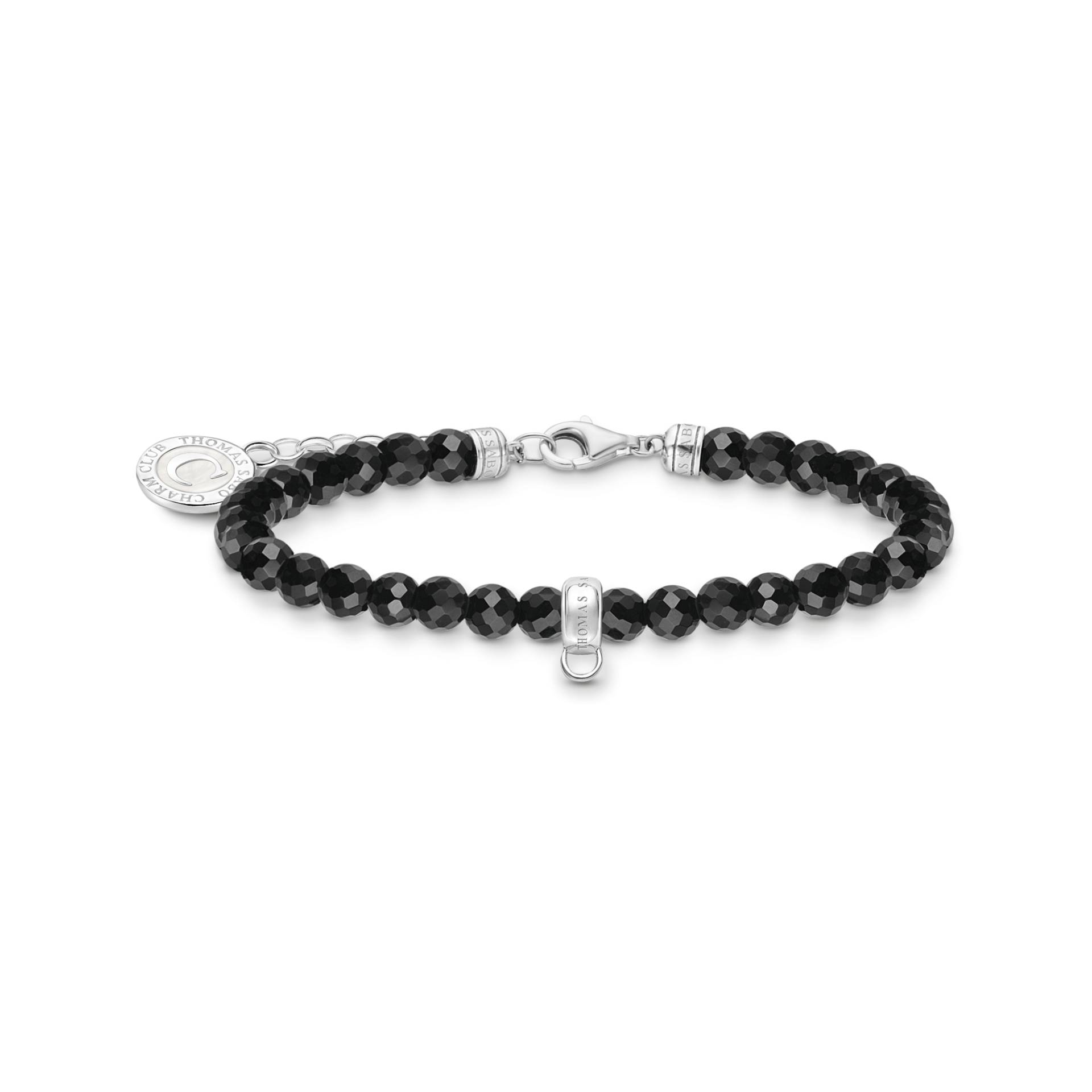 Thomas Sabo Charm-Armband mit schwarzen Beads Silber schwarz A2141-130-11-L19V von Thomas Sabo