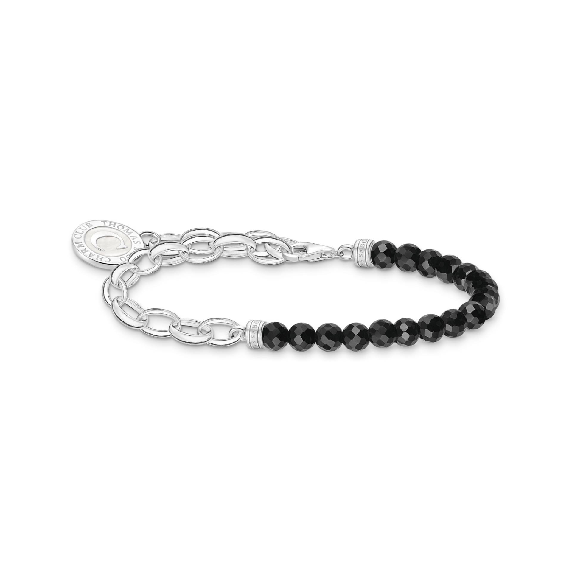 Thomas Sabo Member Charm-Armband mit schwarzen Obsidian-Beads und Charmista Coin Silber schwarz A2128-148-11-L15V von Thomas Sabo