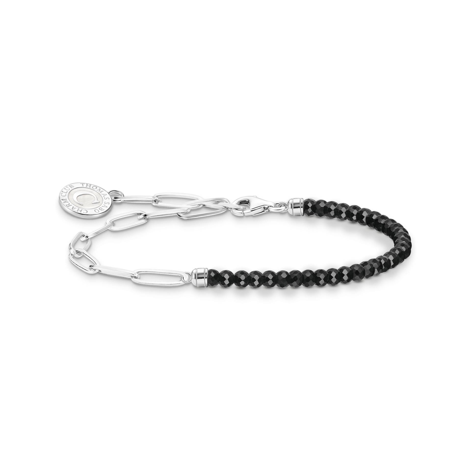 Thomas Sabo Member Charm-Armband mit schwarzen Onyx-Beads und Charmista Coin Silber schwarz A2131-148-11-L15V von Thomas Sabo