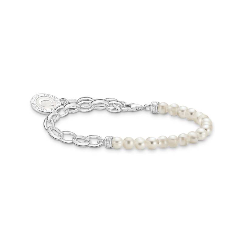 Thomas Sabo Charm-Armband mit weißen Perlen und Coin Silber weiß A2128-158-14-L15V von Thomas Sabo