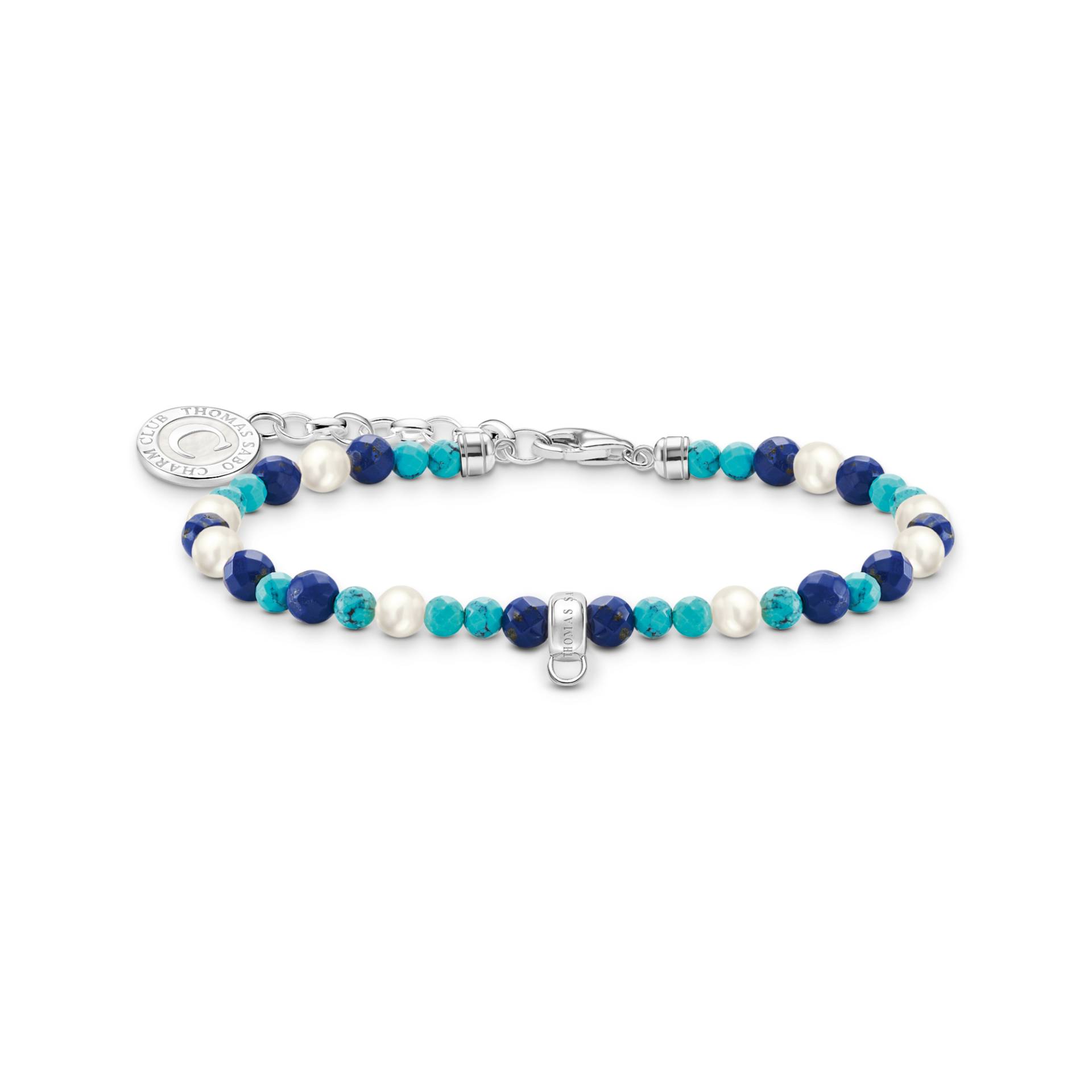 Thomas Sabo Member Charm-Armband mit weißen Perlen und blauen Beads Silber mehrfarbig A2141-158-7-L19V von Thomas Sabo