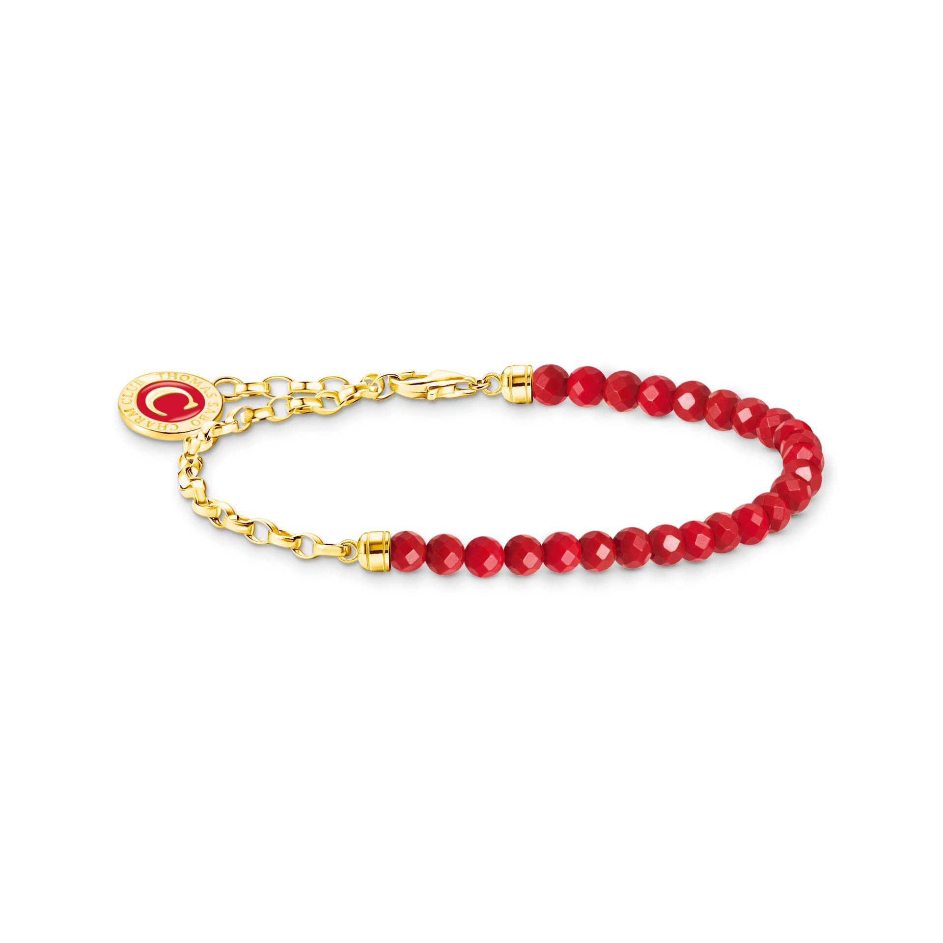 Thomas Sabo Charm-Armband rote Beads und Gliederelemente vergoldet rot A2130-427-10-L15V von Thomas Sabo