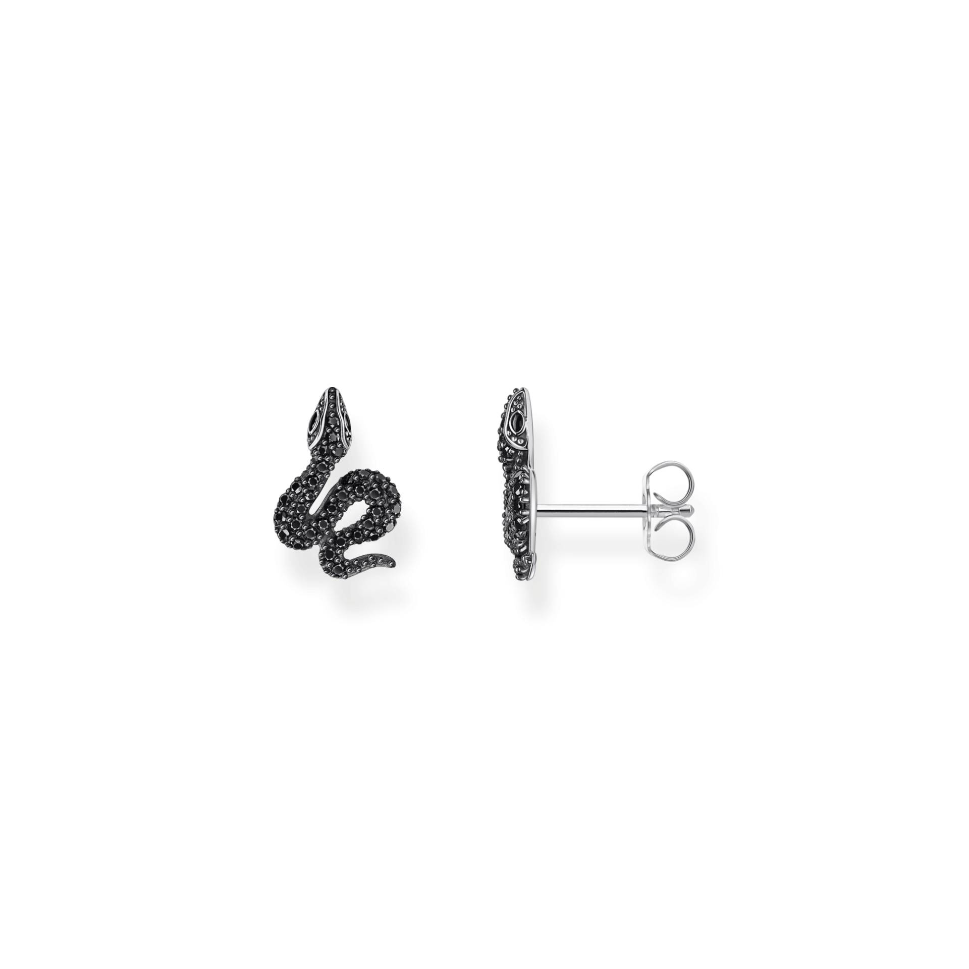 Thomas Sabo Ohrstecker Schlange mit schwarzen Steinen Silber geschwärzt schwarz H2298-691-11 von Thomas Sabo