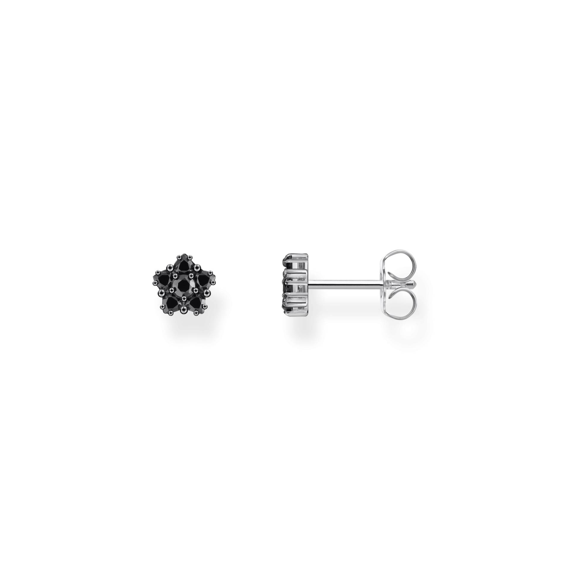 Thomas Sabo Ohrstecker in floralem Design mit schwarzen Steinen Silber geschwärzt schwarz H2297-643-11 von Thomas Sabo