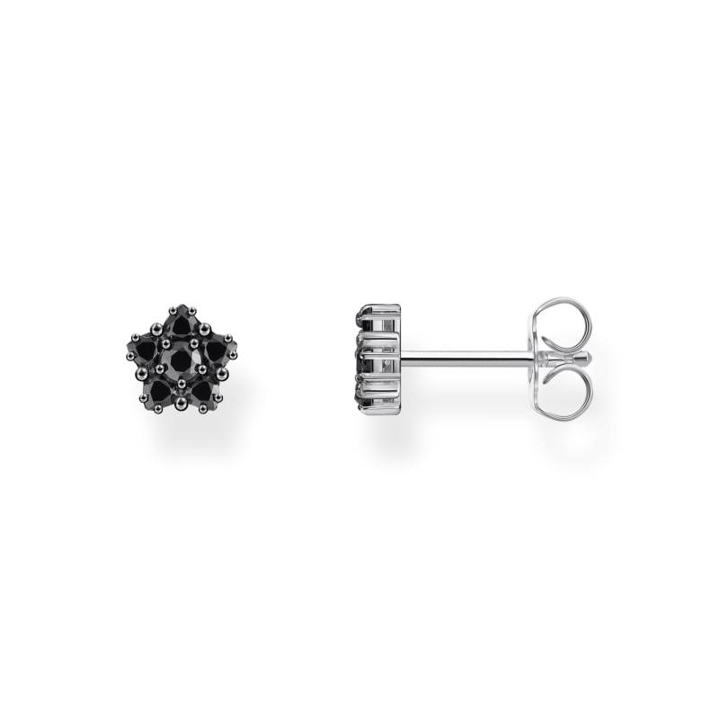 Thomas Sabo Ohrstecker in floralem Design mit schwarzen Steinen Silber geschwärzt schwarz H2297-643-11 von Thomas Sabo