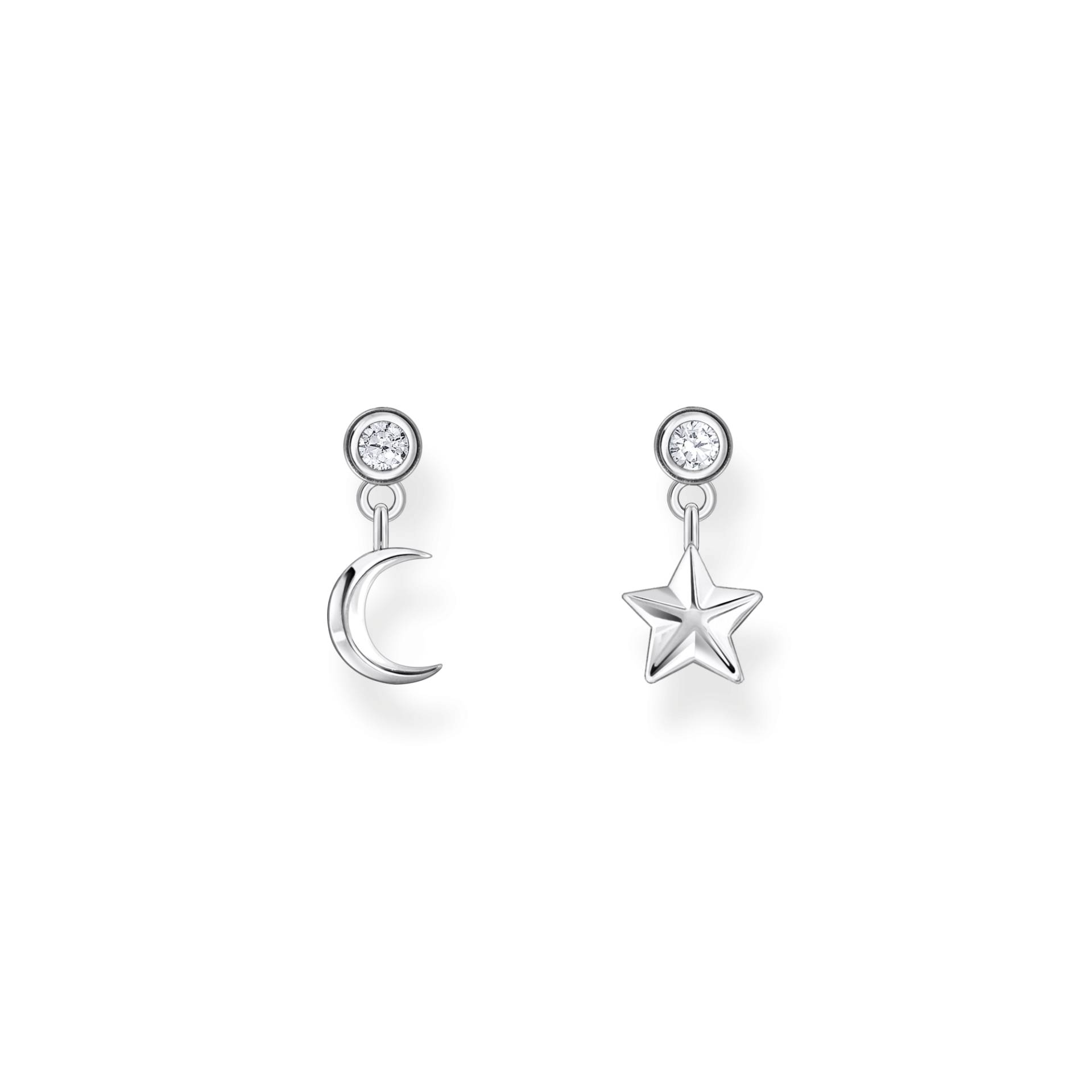 Thomas Sabo Ohrstecker mit Mond- und Stern-Anhänger und weißen Steinen Silber weiß H2293-051-14 von Thomas Sabo