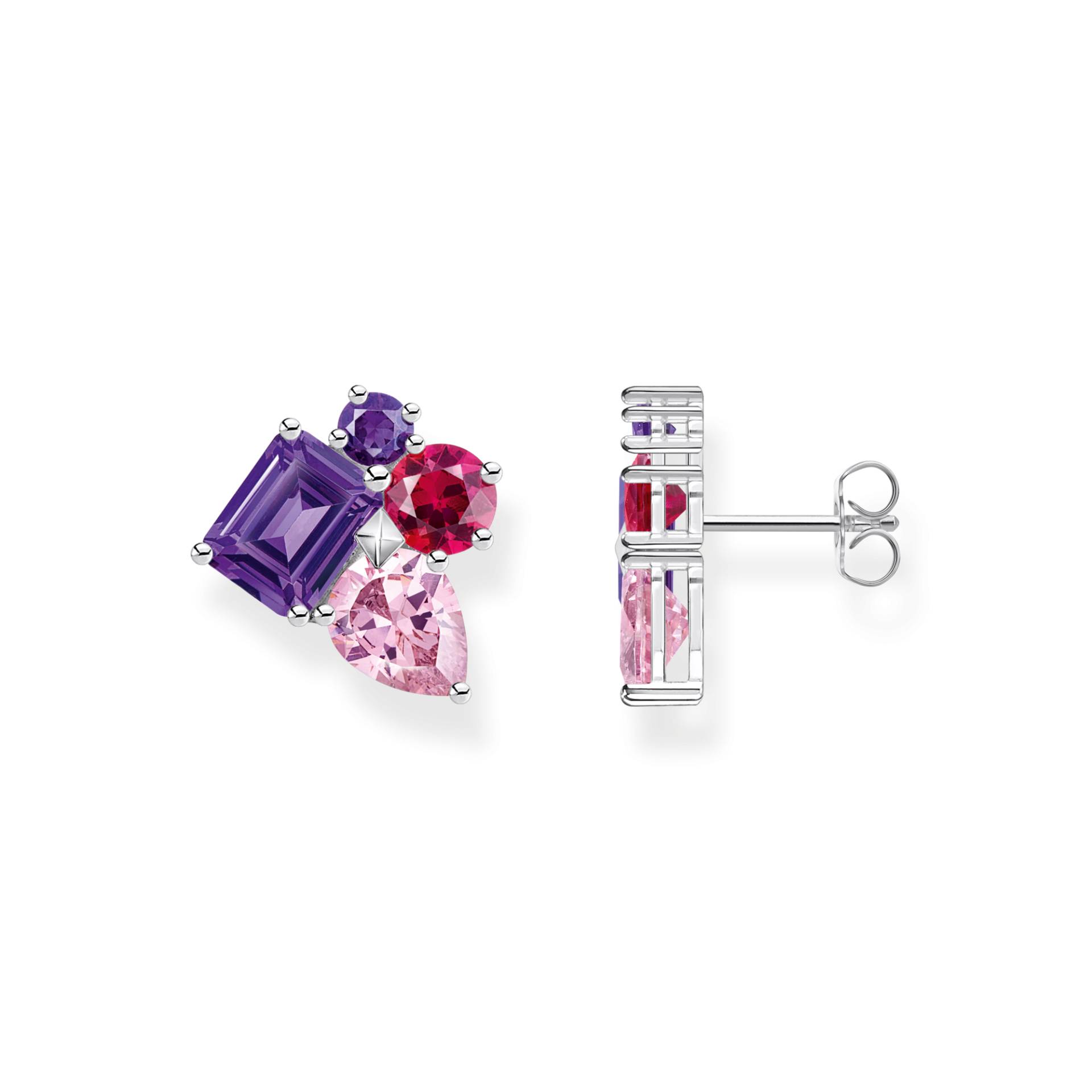 Thomas Sabo Ohrstecker mit Steinen in Rosa, Rot und Violett Silber mehrfarbig H2275-477-7 von Thomas Sabo