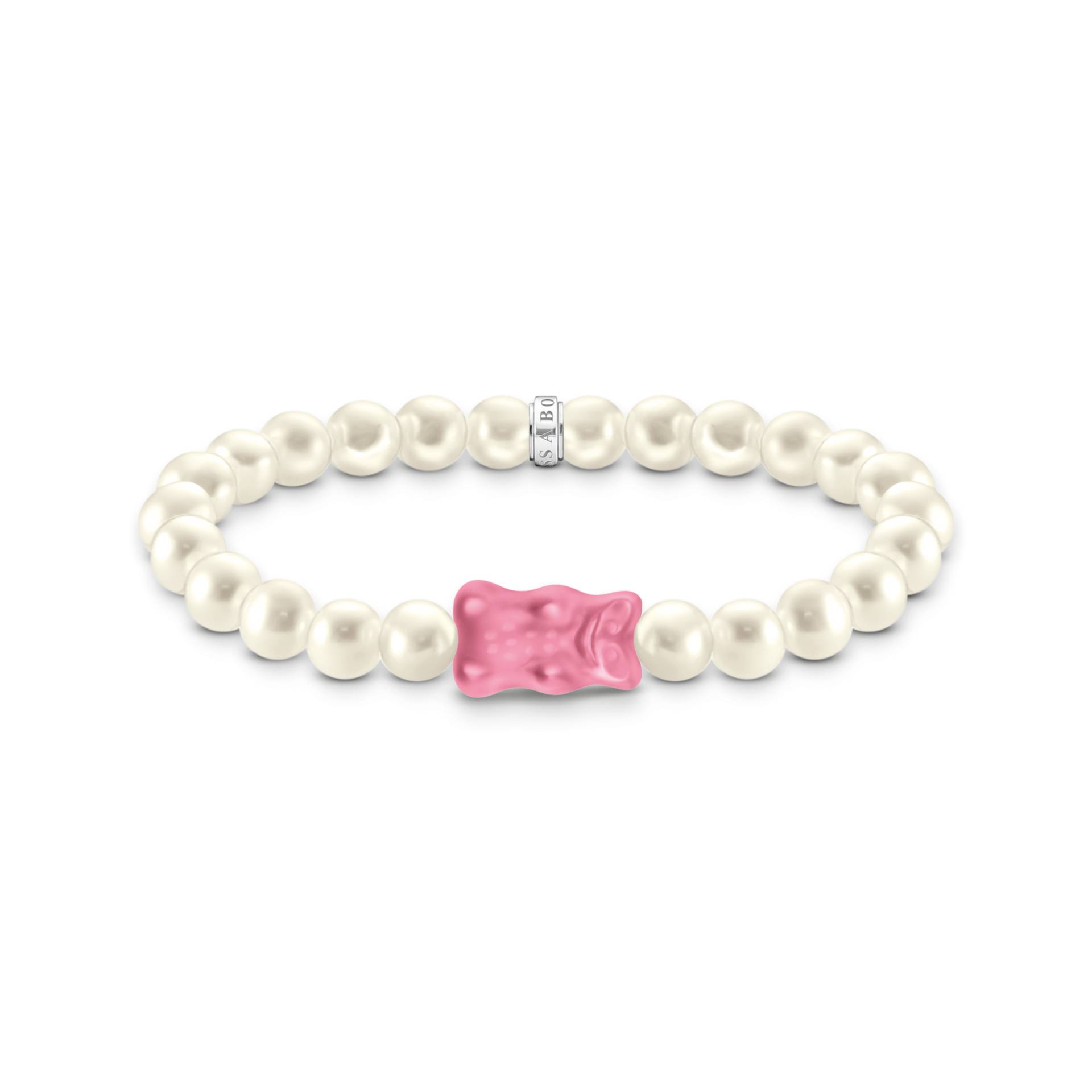 Thomas Sabo Perlenarmband mit pinkem Goldbären Silber pink A2154-082-9-L15 von Thomas Sabo