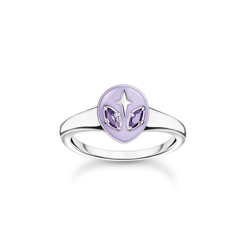 Thomas Sabo Ring Alienkopf mit Kaltemaille und violetten Steinen Silber violett TR2444-041-13-48 von Thomas Sabo