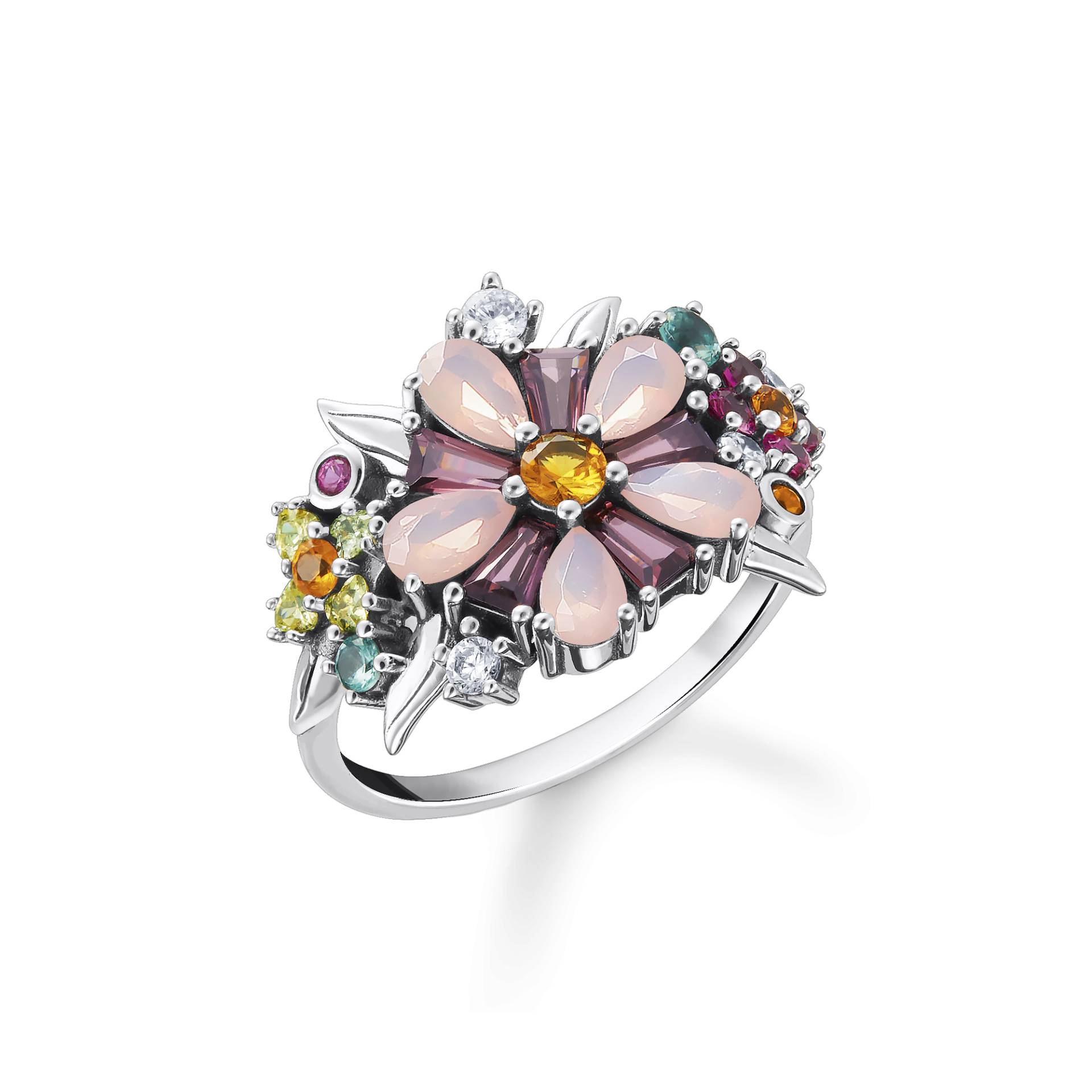 Thomas Sabo Ring Blumen farbige Steine silber mehrfarbig TR2335-342-7-50 von Thomas Sabo