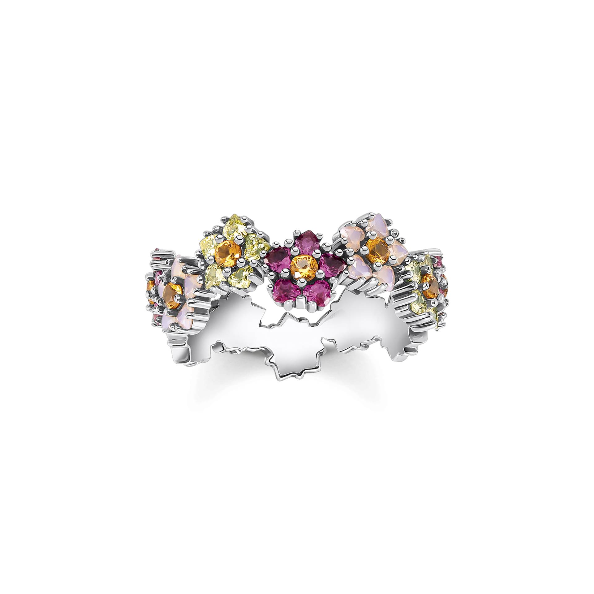 Thomas Sabo Ring Blumen farbige Steine silber mehrfarbig TR2337-342-7-52 von Thomas Sabo