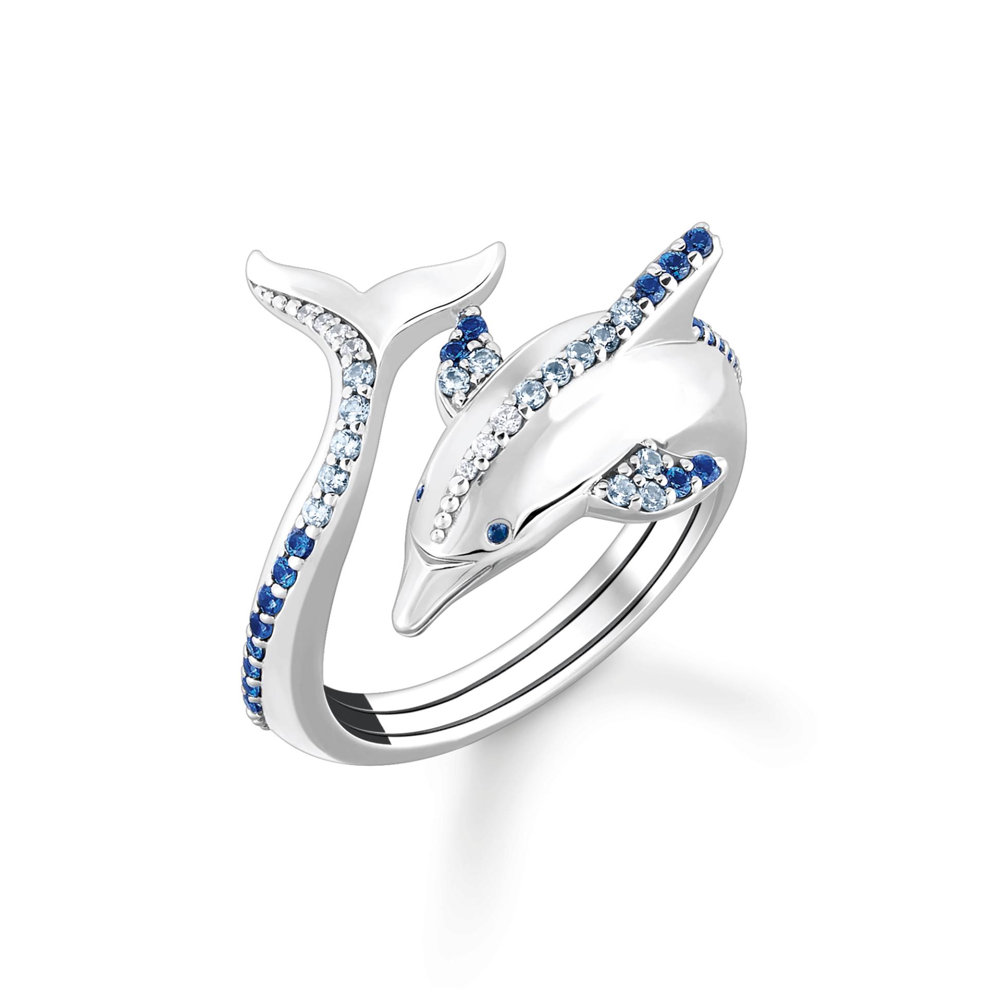 Thomas Sabo Ring Delfin mit blauen Steinen blau TR2384-644-1-58 von Thomas Sabo