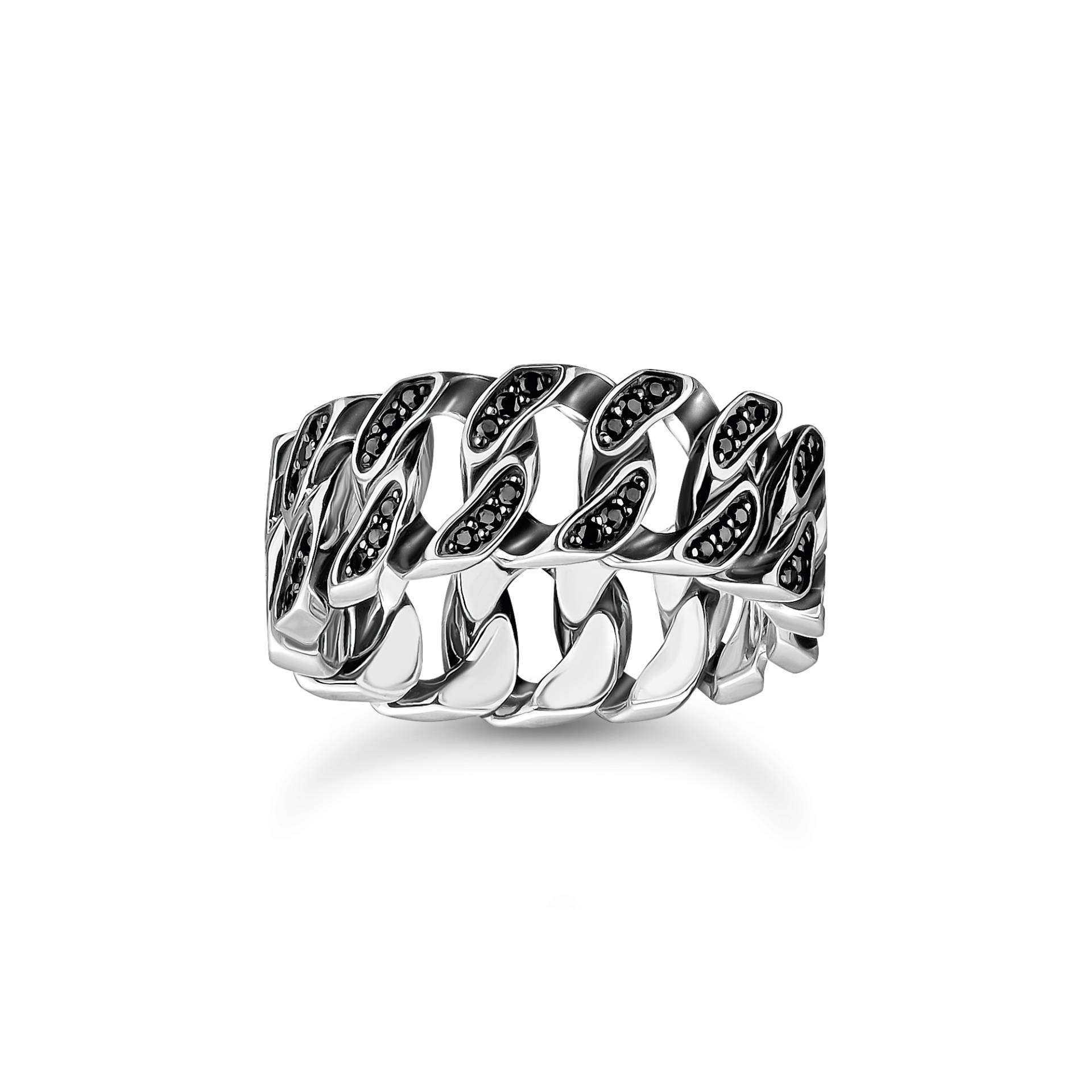 Thomas Sabo Ring Kettenglieder schwarze Steine breit Silber schwarz TR2501-643-11-50 von Thomas Sabo