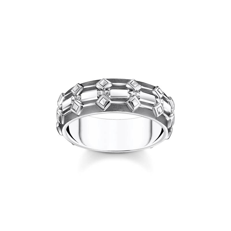 Thomas Sabo Ring Krokodilpanzer breit Silber geschwärzt silberfarben TR2437-637-21-66 von Thomas Sabo