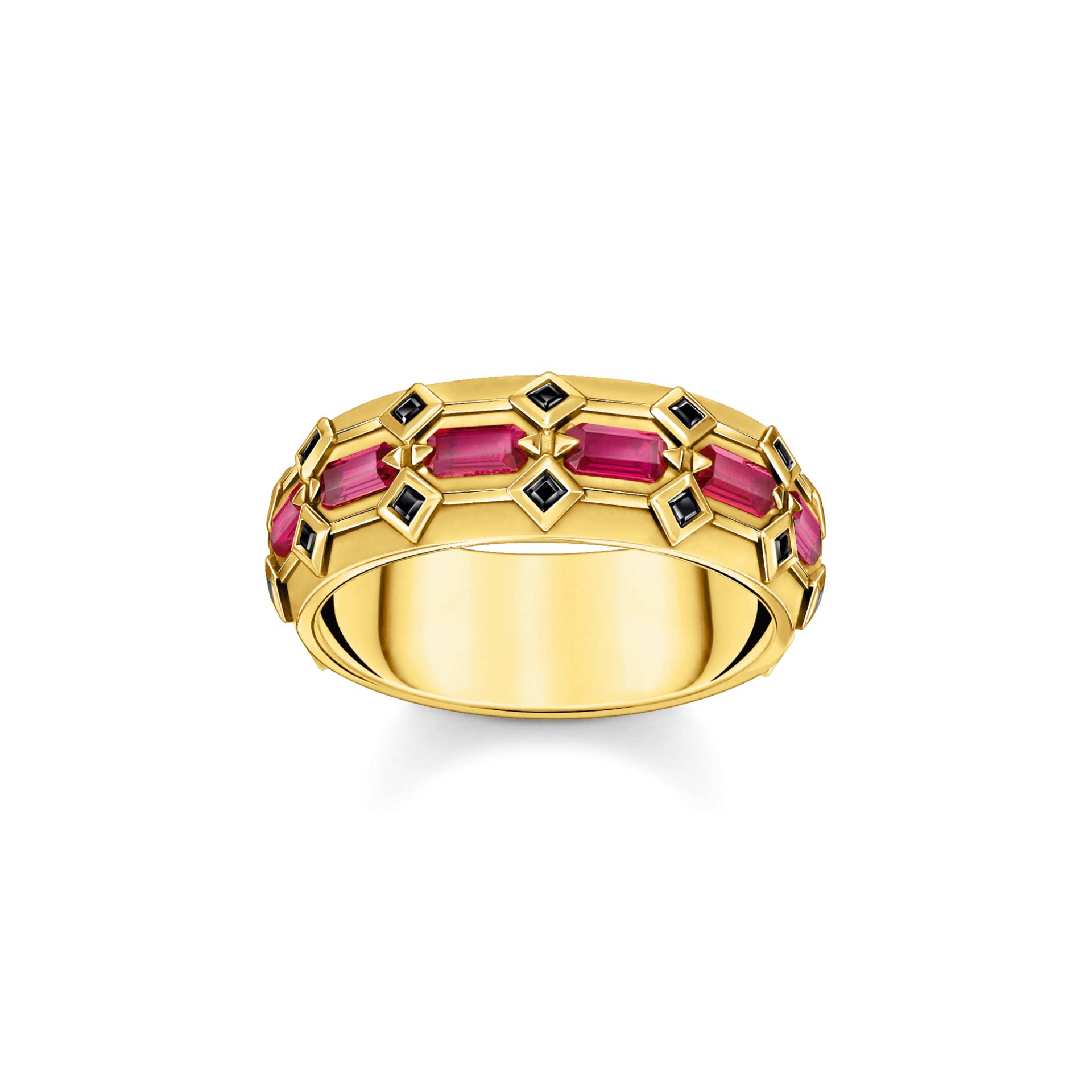 Thomas Sabo Ring  Krokodilpanzer breit mit roten Steinen vergoldet rot TR2422-995-10-52 von Thomas Sabo