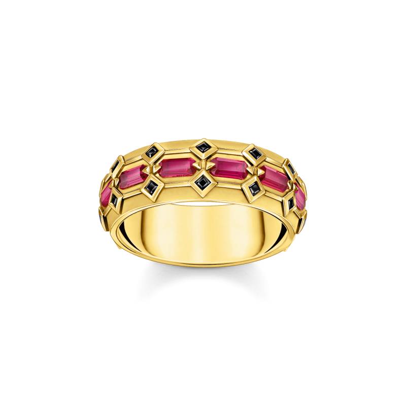 Thomas Sabo Ring  Krokodilpanzer breit mit roten Steinen vergoldet rot TR2422-995-10-58 von Thomas Sabo