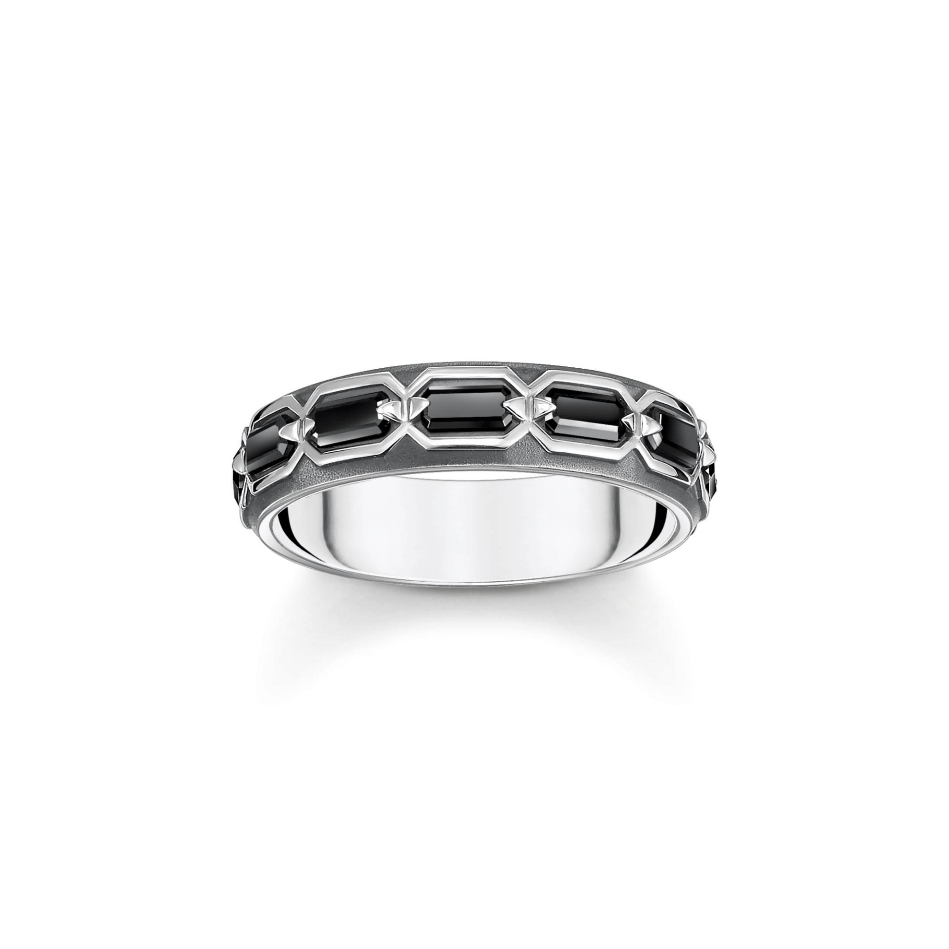 Thomas Sabo Ring Krokodilpanzer mit schwarzen Steinen Silber geschwärzt schwarz TR2423-643-11-52 von Thomas Sabo