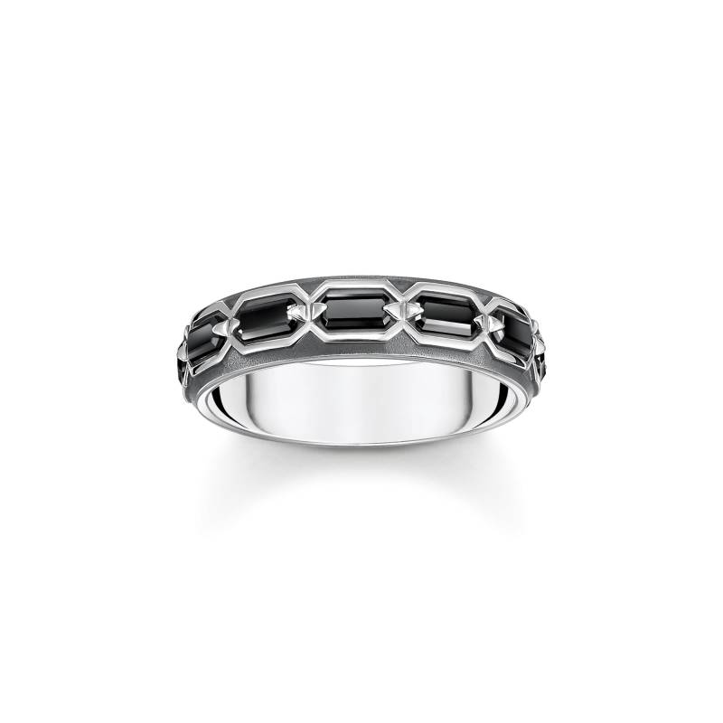 Thomas Sabo Ring Krokodilpanzer mit schwarzen Steinen Silber geschwärzt schwarz TR2423-643-11-66 von Thomas Sabo