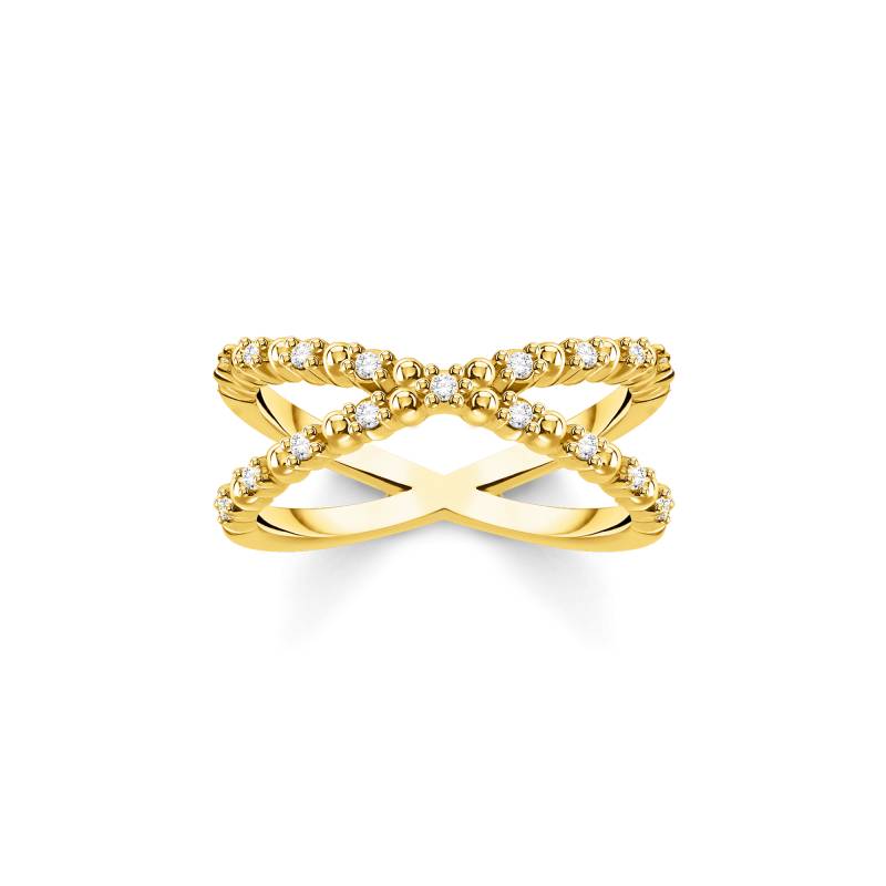 Thomas Sabo Ring Kugeln mit weißen Steinen gold weiß TR2318-414-14-48 von Thomas Sabo