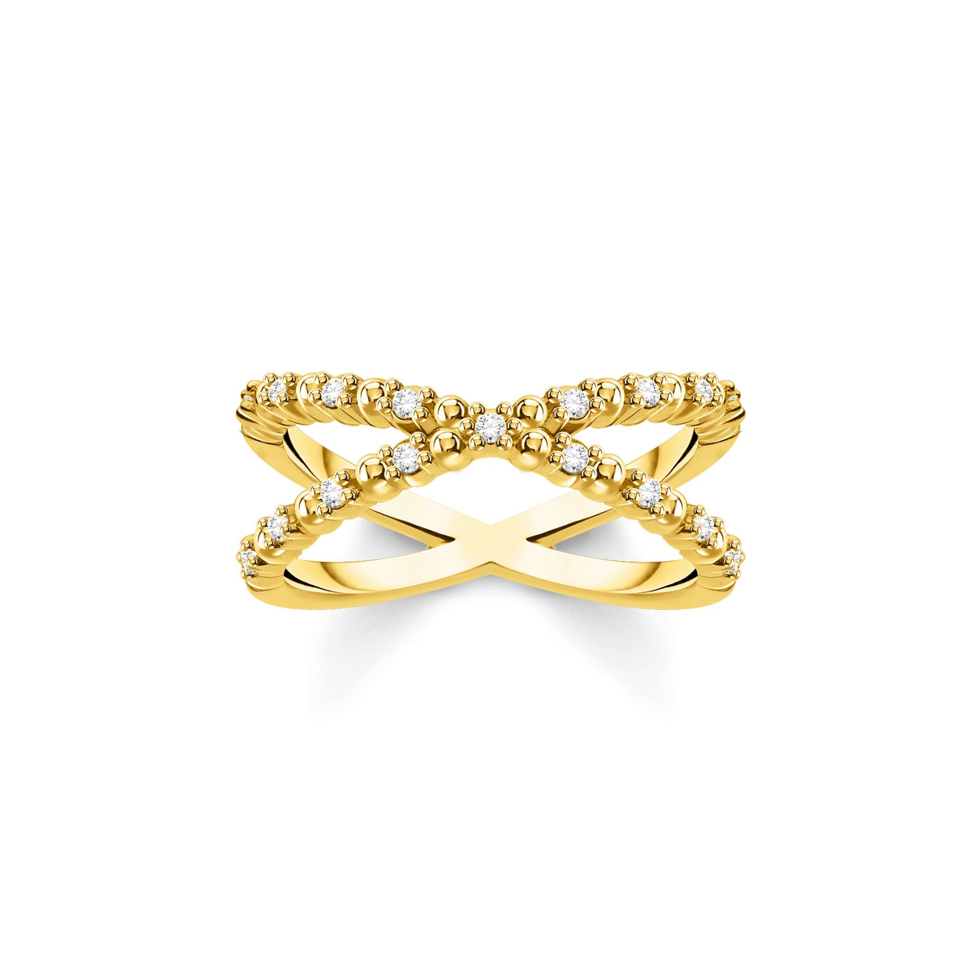 Thomas Sabo Ring Kugeln mit weißen Steinen gold weiß TR2318-414-14-58 von Thomas Sabo