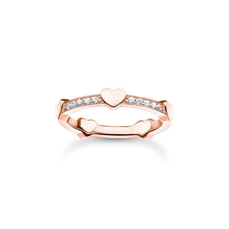 Thomas Sabo Ring Pavé mit Herzen roségold weiß TR2391-416-14-48 von Thomas Sabo