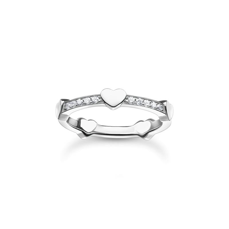 Thomas Sabo Ring Pavé mit Herzen silber weiß TR2391-051-14-48 von Thomas Sabo