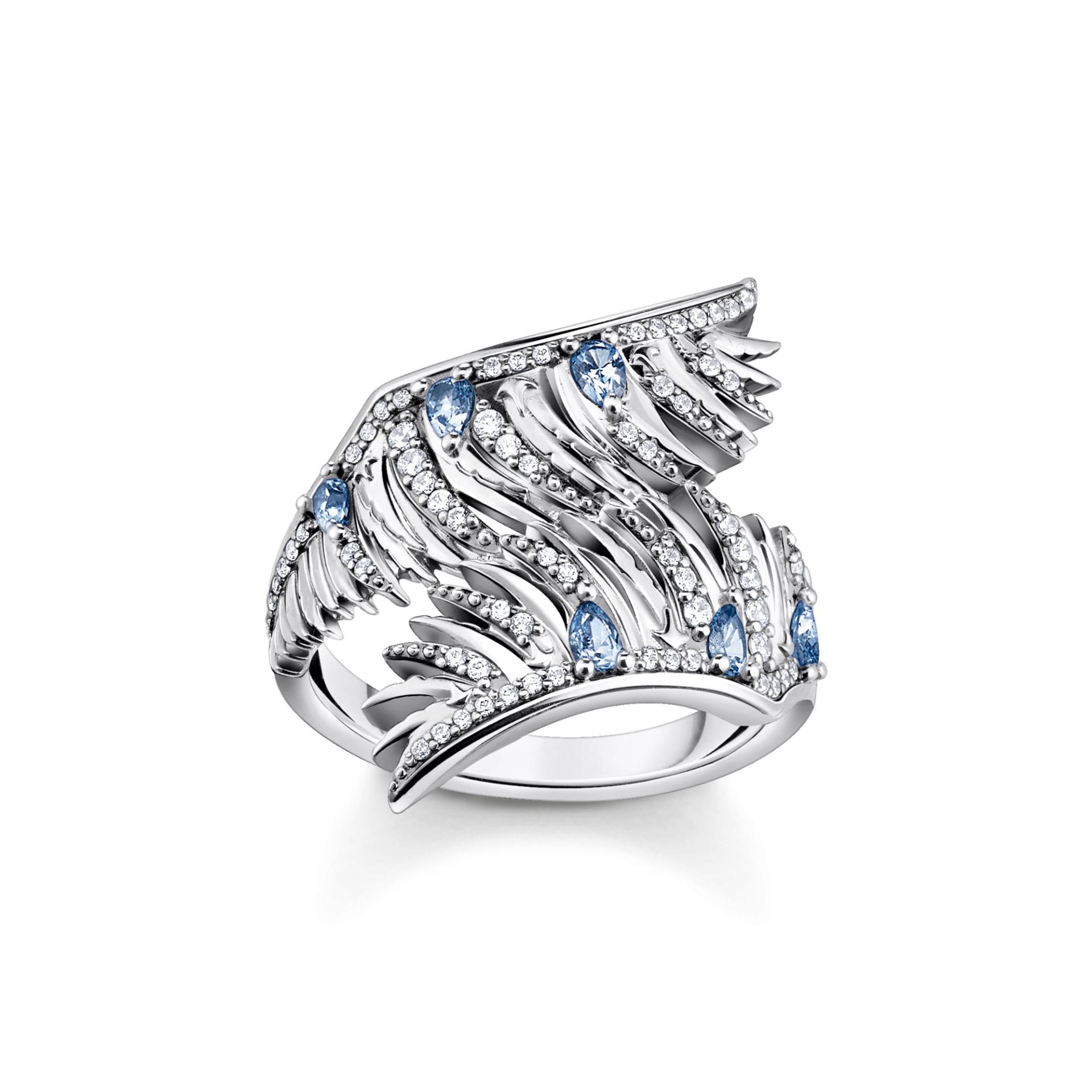 Thomas Sabo Ring Phönix-Flügel mit blauen Steinen silber blau TR2409-644-1-52 von Thomas Sabo