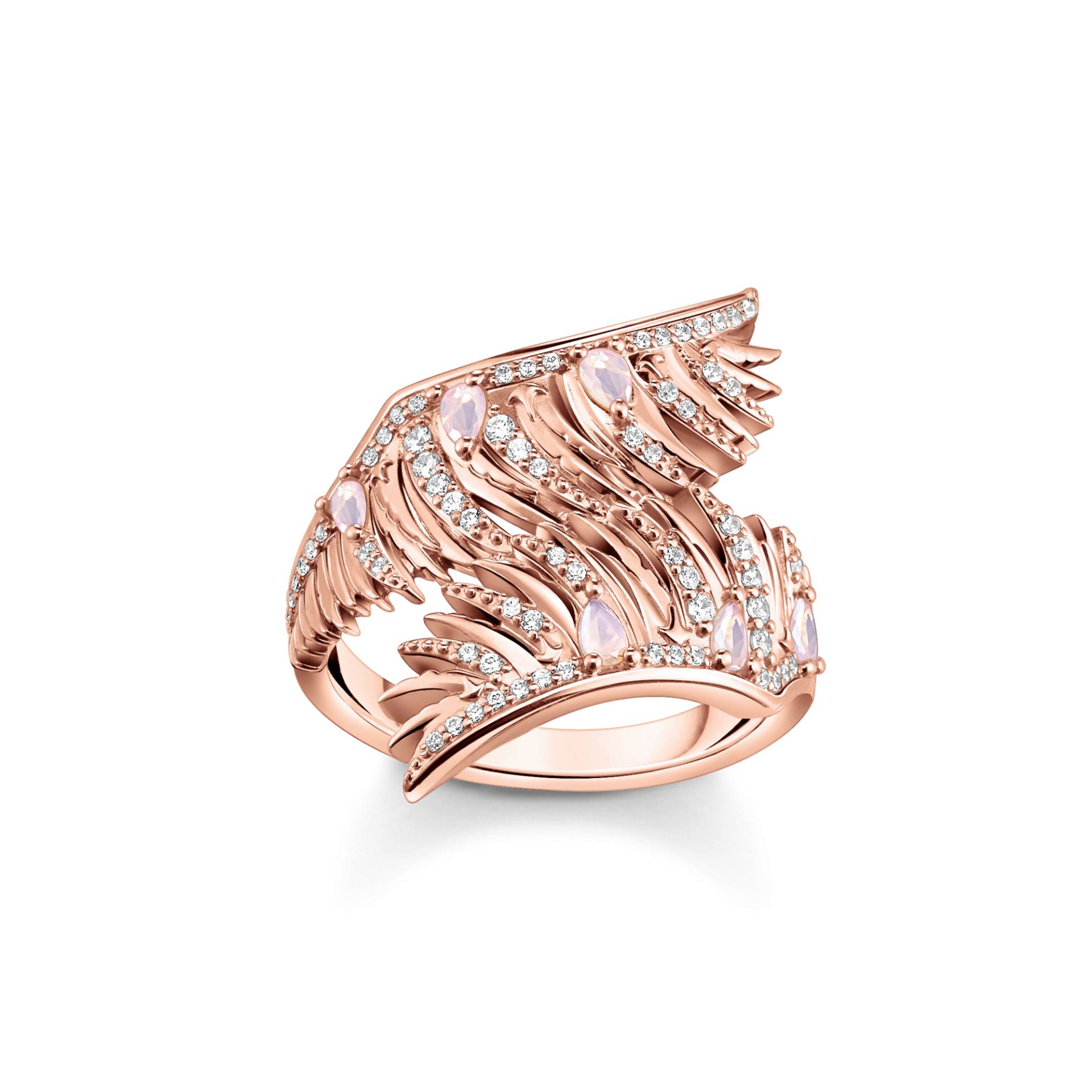 Thomas Sabo Ring Phönix-Flügel mit rosa Steinen roségold pink TR2409-323-9-48 von Thomas Sabo