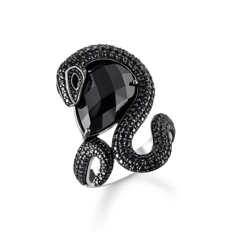 Thomas Sabo Ring Schlange mit großem schwarzen Stein Silber geschwärzt schwarz TR2469-691-11-54 von Thomas Sabo