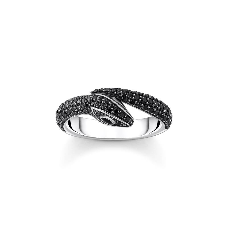 Thomas Sabo Ring Schlange mit schwarzen Steinen Silber geschwärzt schwarz TR2461-691-11-58 von Thomas Sabo