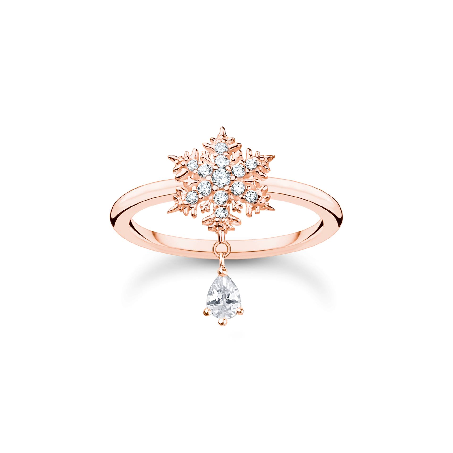 Thomas Sabo Ring Schneeflocke mit weißen Steinen roségold weiß TR2414-416-14-48 von Thomas Sabo