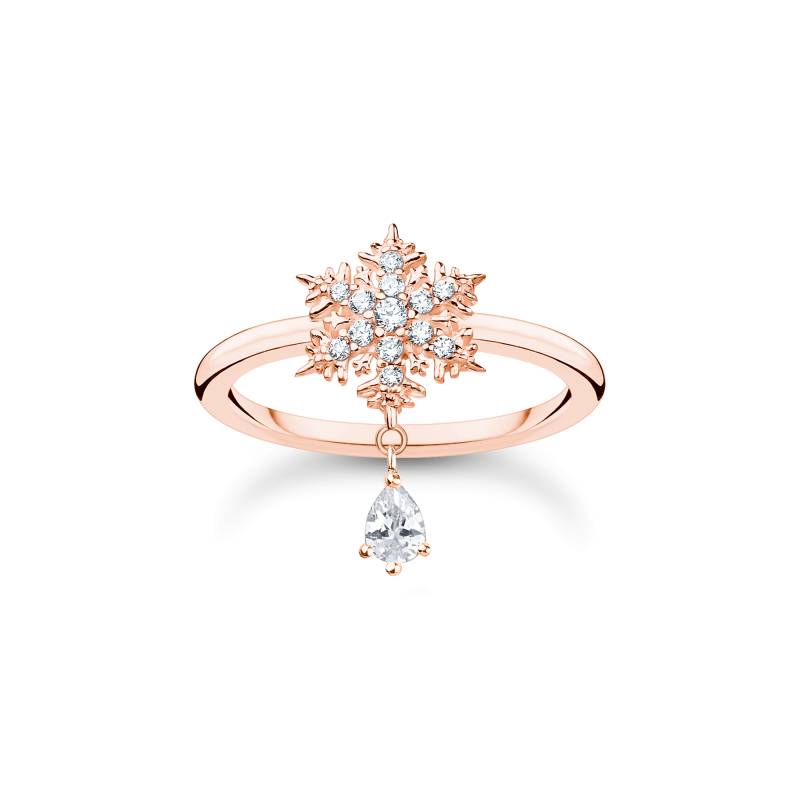 Thomas Sabo Ring Schneeflocke mit weißen Steinen roségold weiß TR2414-416-14-50 von Thomas Sabo