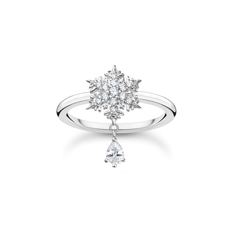 Thomas Sabo Ring Schneeflocke mit weißen Steinen silber weiß TR2414-051-14-50 von Thomas Sabo