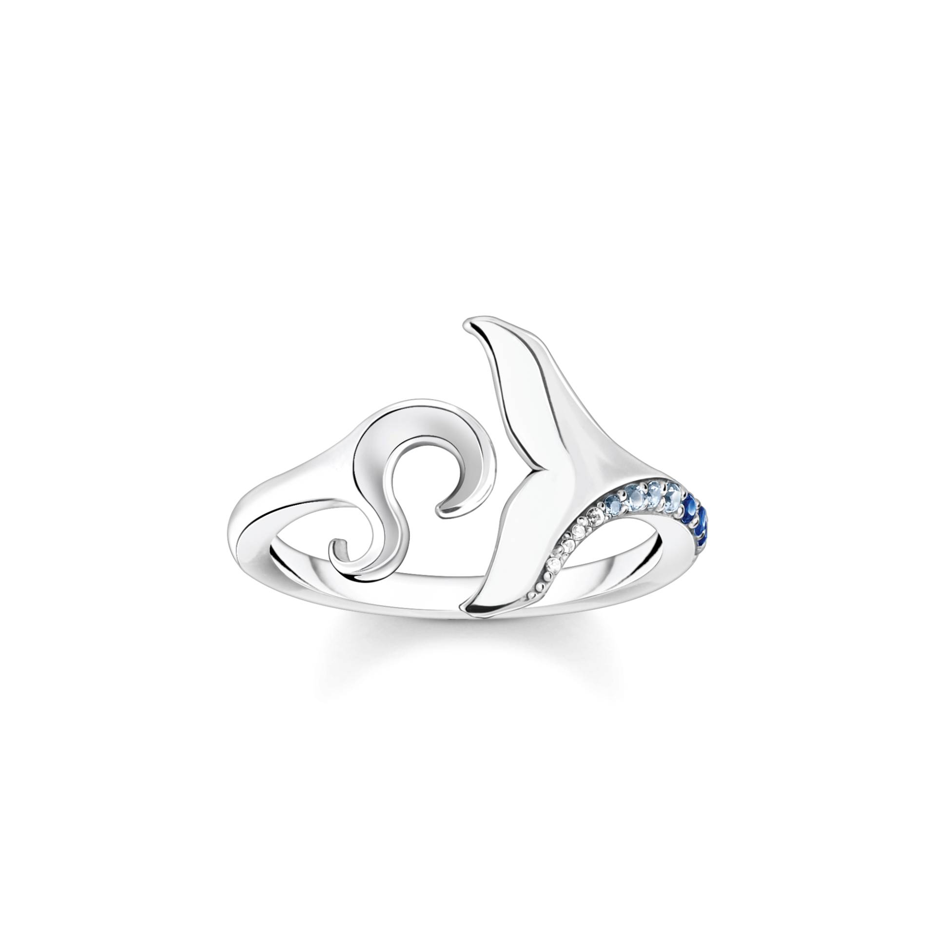 Thomas Sabo Ring Schwanzflosse und Welle mit blauen Steinen blau TR2385-644-1-48 von Thomas Sabo