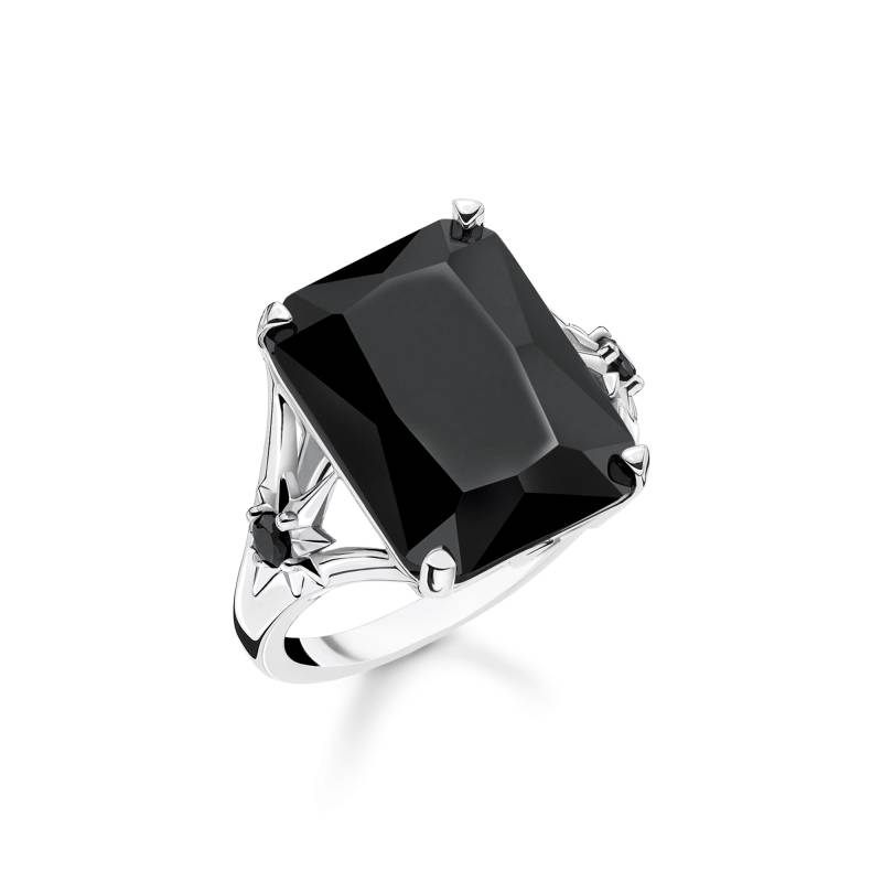 Thomas Sabo Ring mit großem schwarzen Stein und Sterne Silber schwarz TR2261-641-11-64 von Thomas Sabo