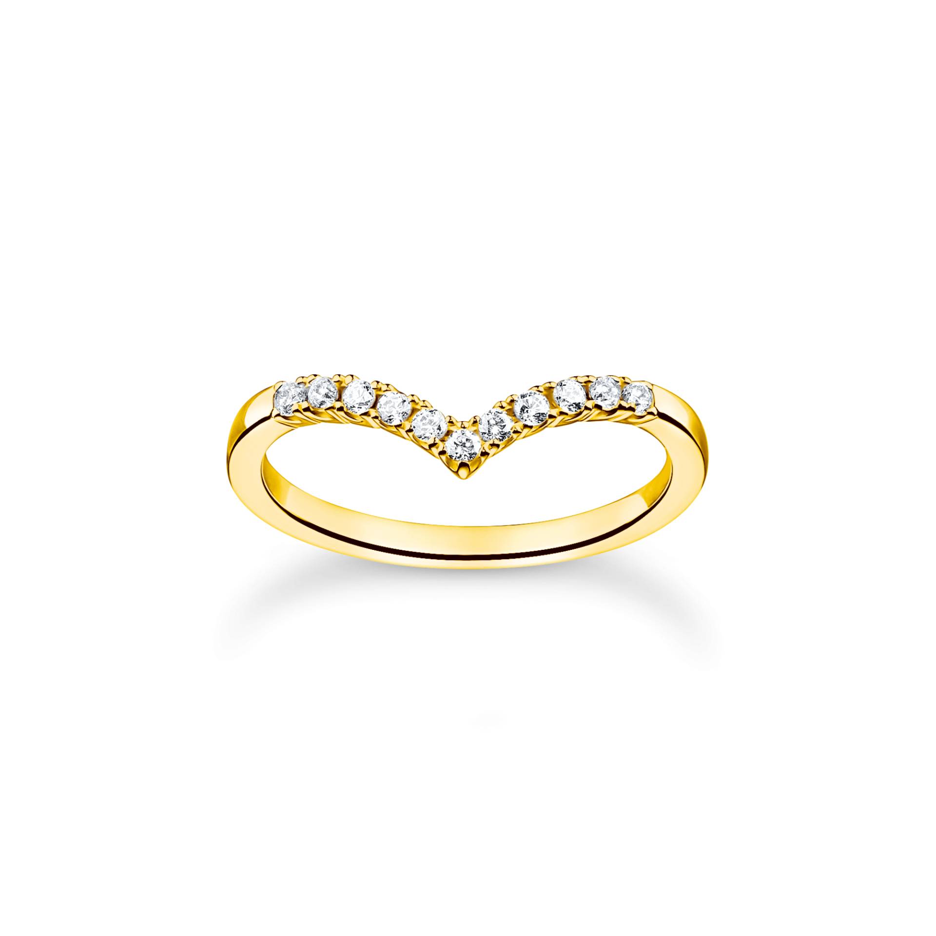 Thomas Sabo Ring V-Form mit weißen Steinen gold weiß TR2394-414-14-48 von Thomas Sabo
