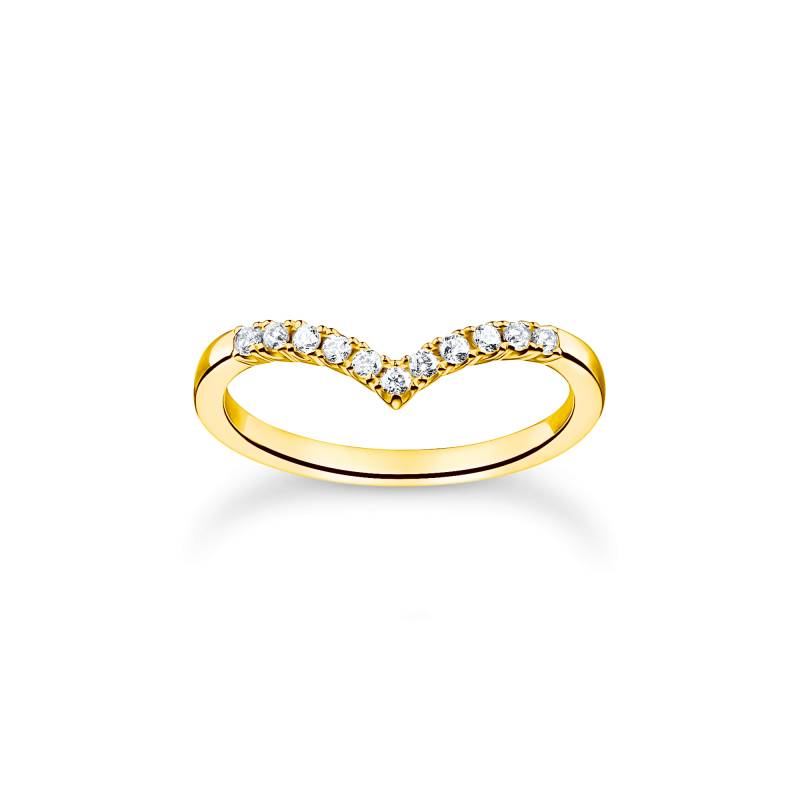Thomas Sabo Ring V-Form mit weißen Steinen gold weiß TR2394-414-14-50 von Thomas Sabo