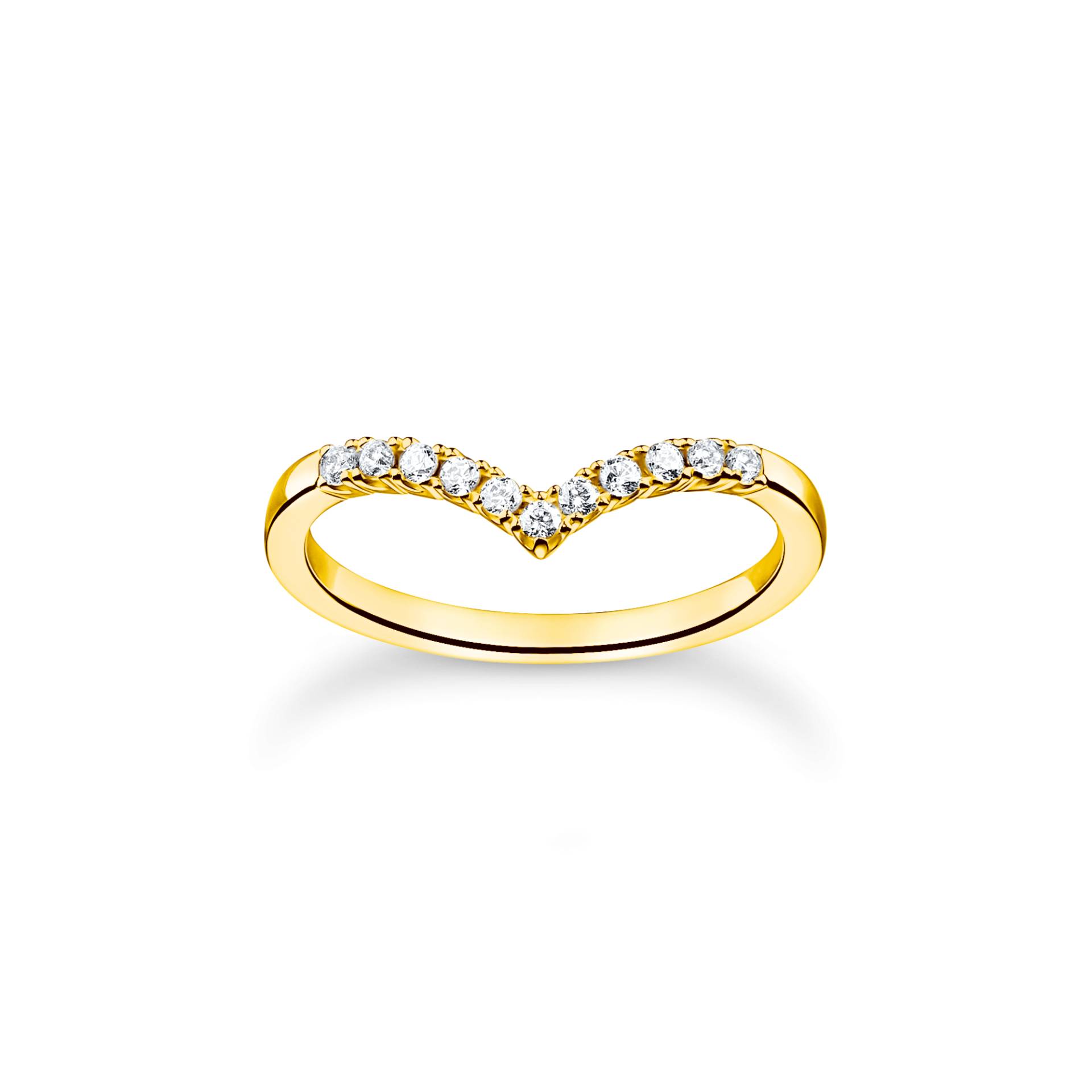 Thomas Sabo Ring V-Form mit weißen Steinen gold weiß TR2394-414-14-56 von Thomas Sabo