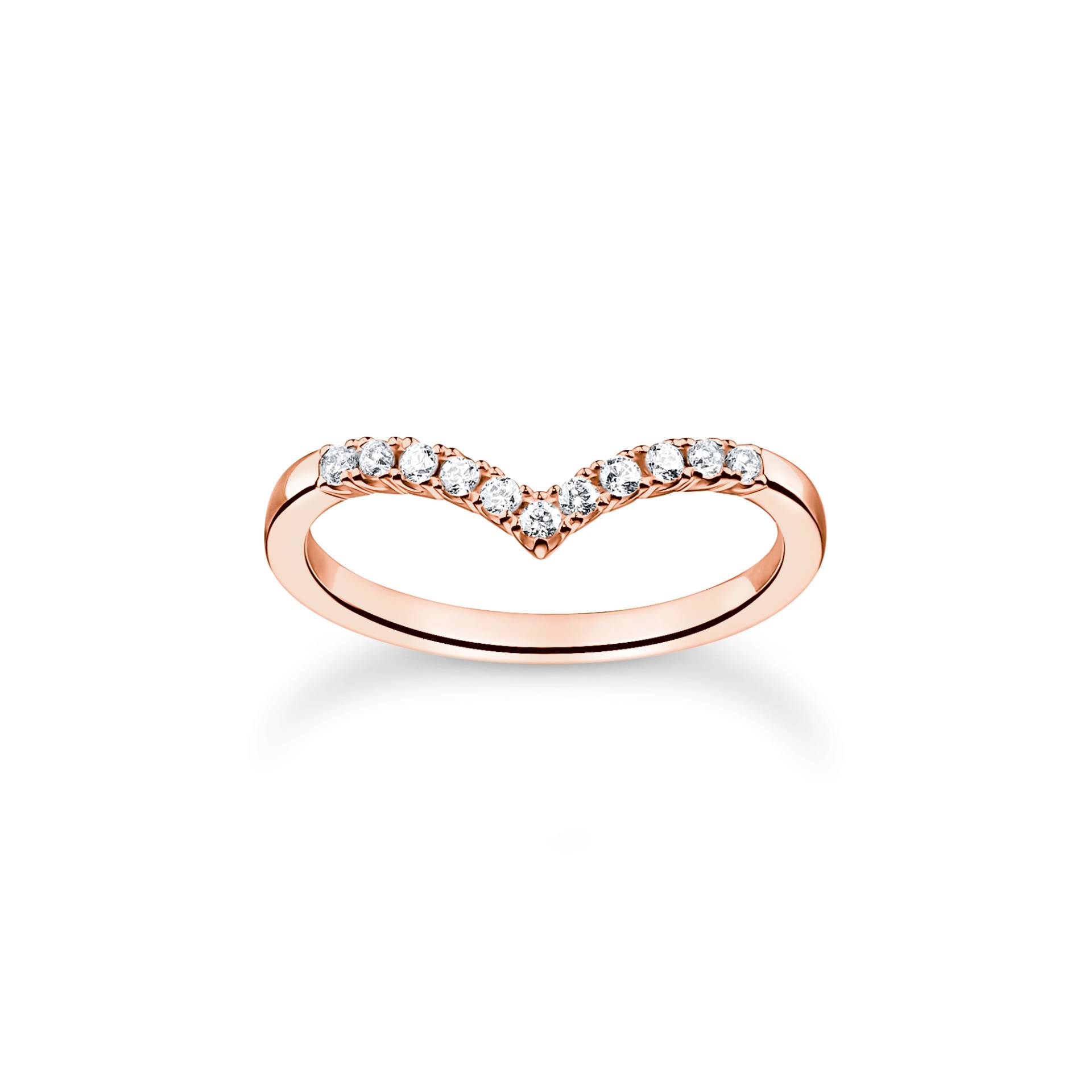 Thomas Sabo Ring V-Form mit weißen Steinen roségold weiß TR2394-416-14-48 von Thomas Sabo