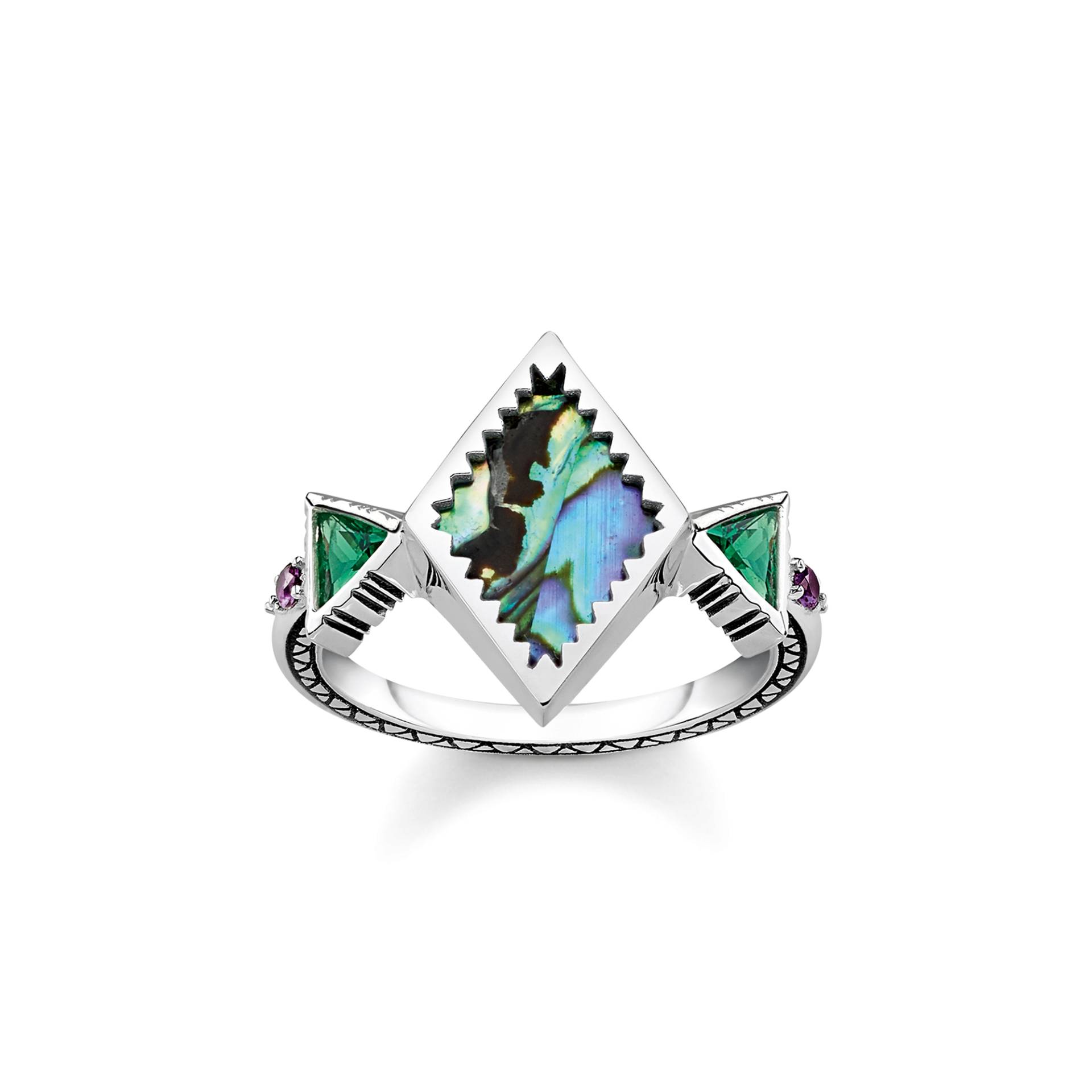 Thomas Sabo Ring Zick Zack Abalone Perlmutt mehrfarbig TR2232-991-7-52 von Thomas Sabo