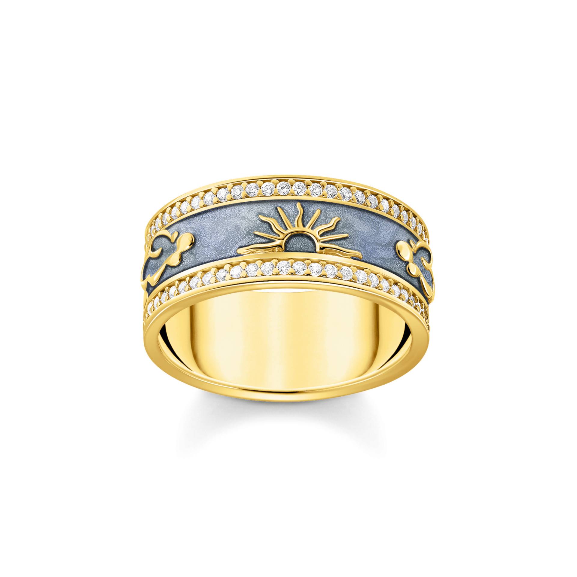 Thomas Sabo Ring blau mit kosmischen Symbolen vergoldet blau TR2450-565-1-50 von Thomas Sabo