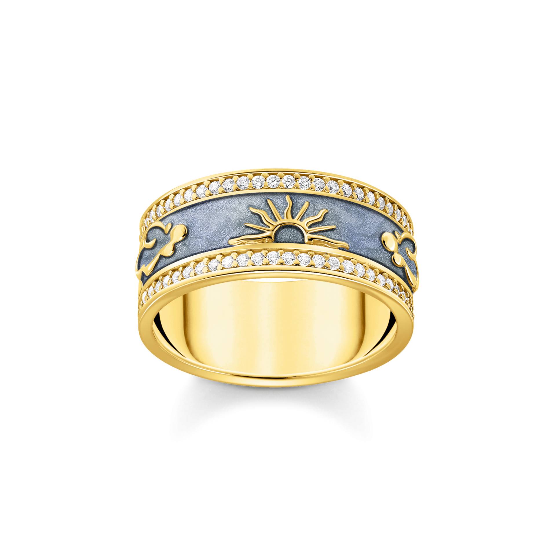 Thomas Sabo Ring blau mit kosmischen Symbolen vergoldet blau TR2450-565-1-60 von Thomas Sabo