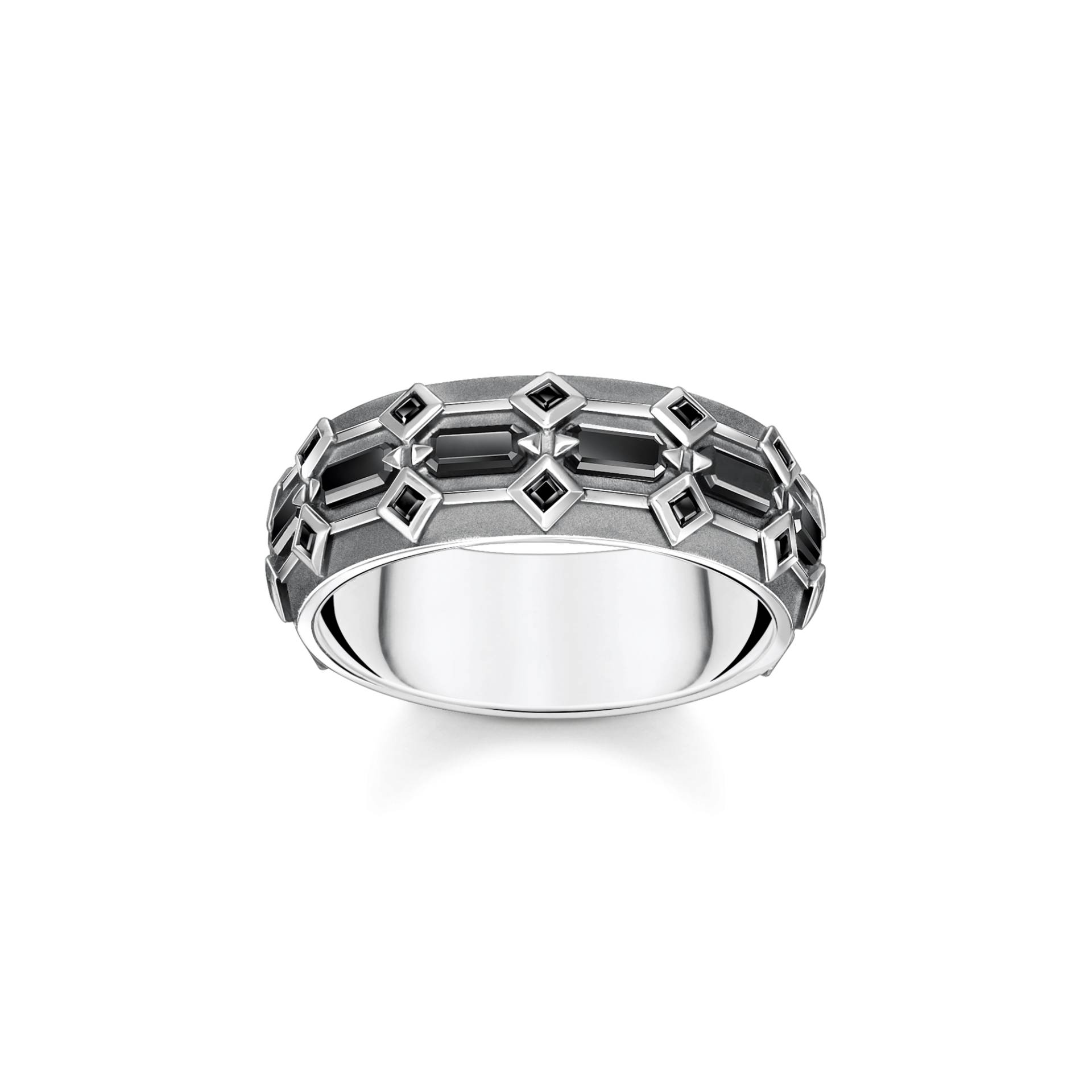 Thomas Sabo Ring breit Krokodilpanzer mit schwarzen Steinen Silber geschwärzt schwarz TR2422-643-11-48 von Thomas Sabo