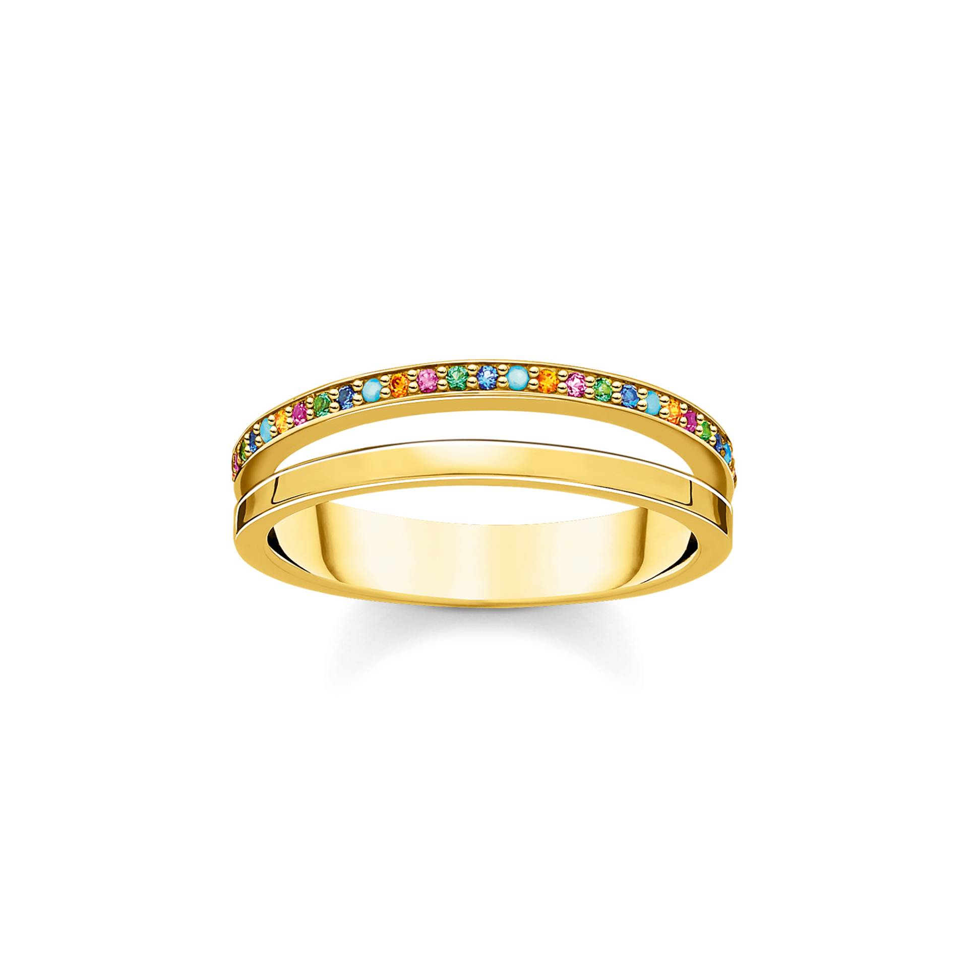 Thomas Sabo Ring doppelreihig farbige Steine gold mehrfarbig TR2316-488-7-48 von Thomas Sabo