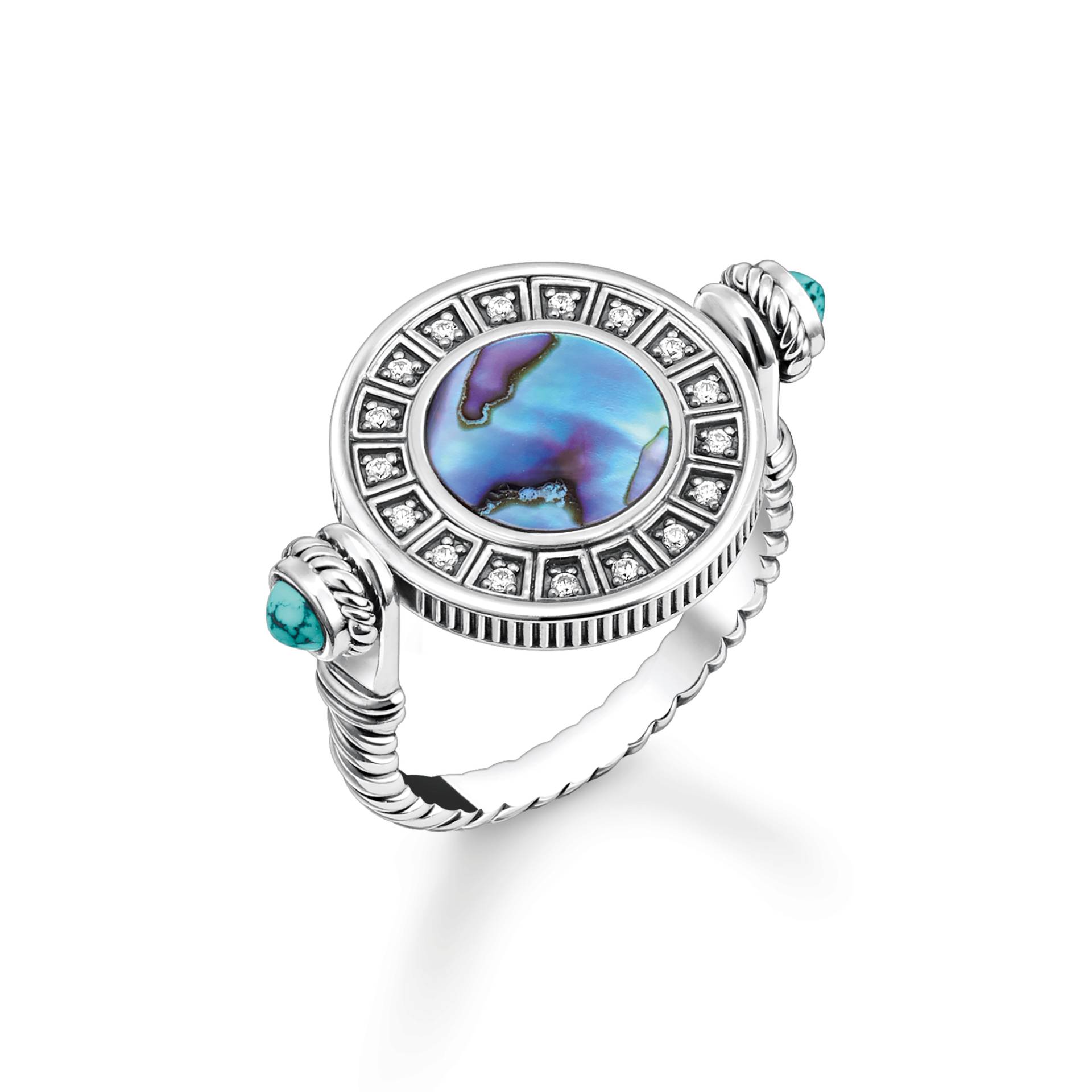 Thomas Sabo Ring drehbar mit Abalone-Perlmutt Silber mehrfarbig TR2427-646-7-48 von Thomas Sabo